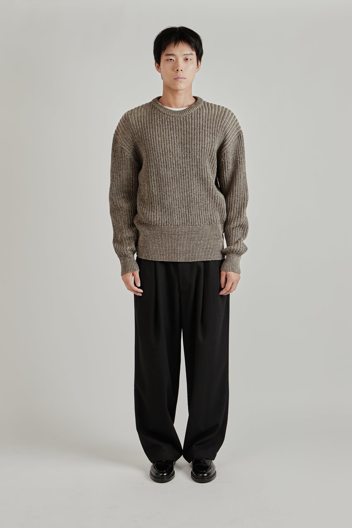 Merely Snug Cotton Melange Blouson Sweater - Melange Charcoal