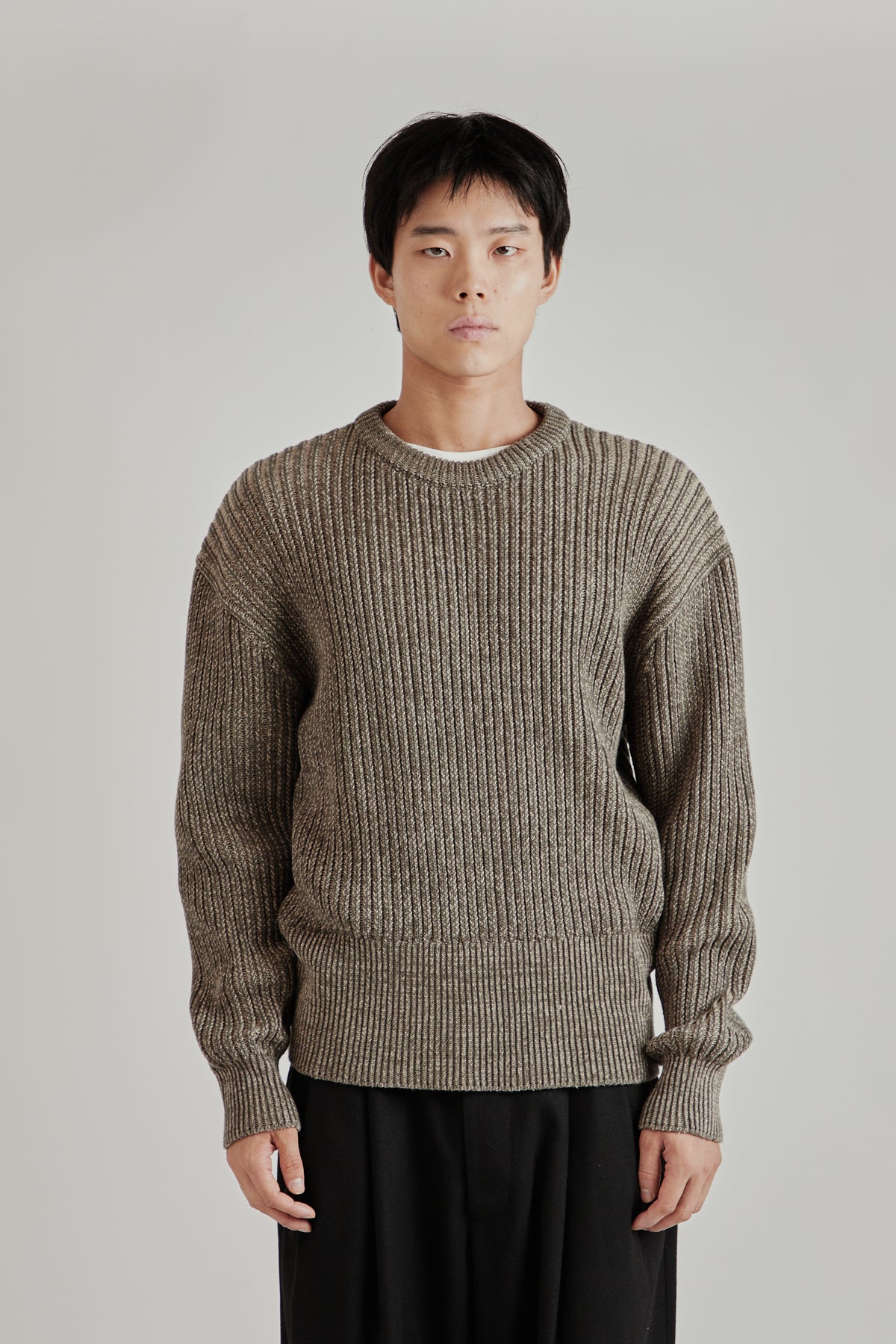 Merely Snug Cotton Melange Blouson Sweater - Melange Charcoal