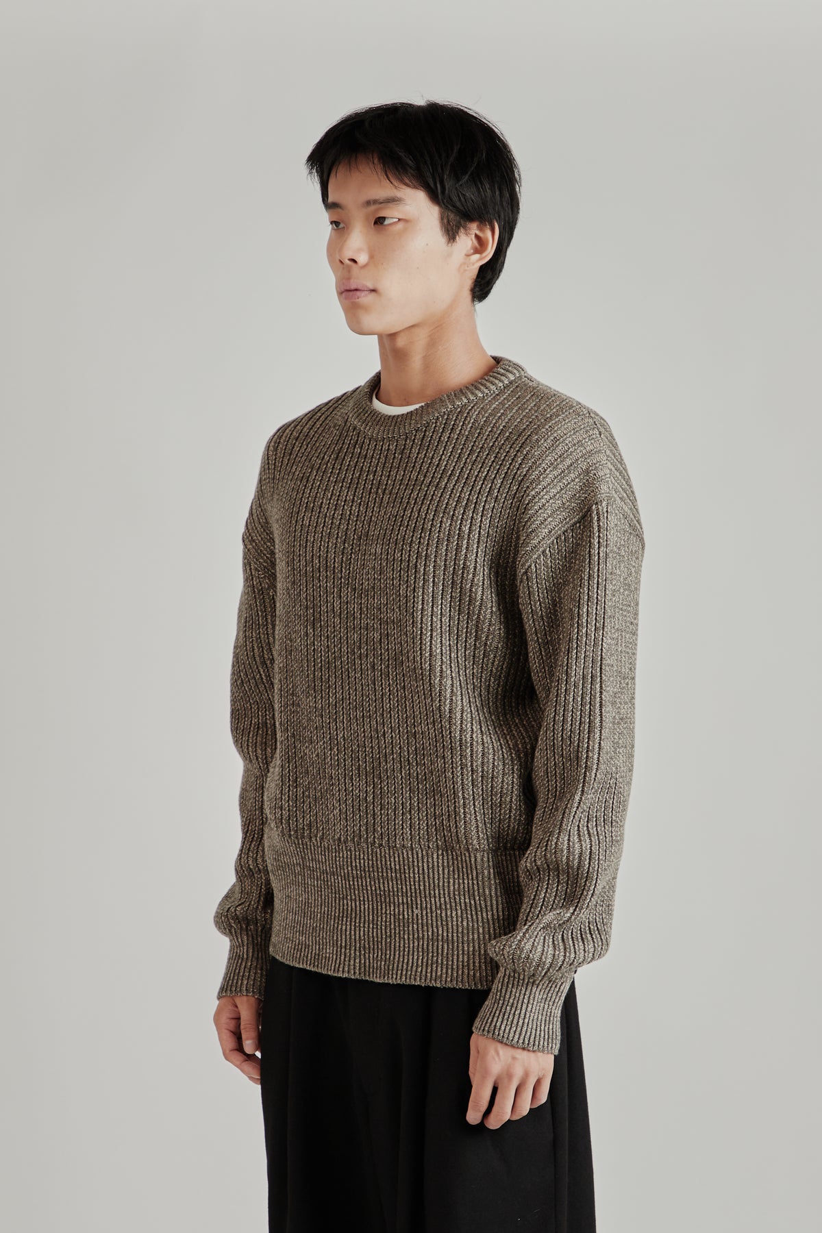 Merely Snug Cotton Melange Blouson Sweater - Melange Charcoal