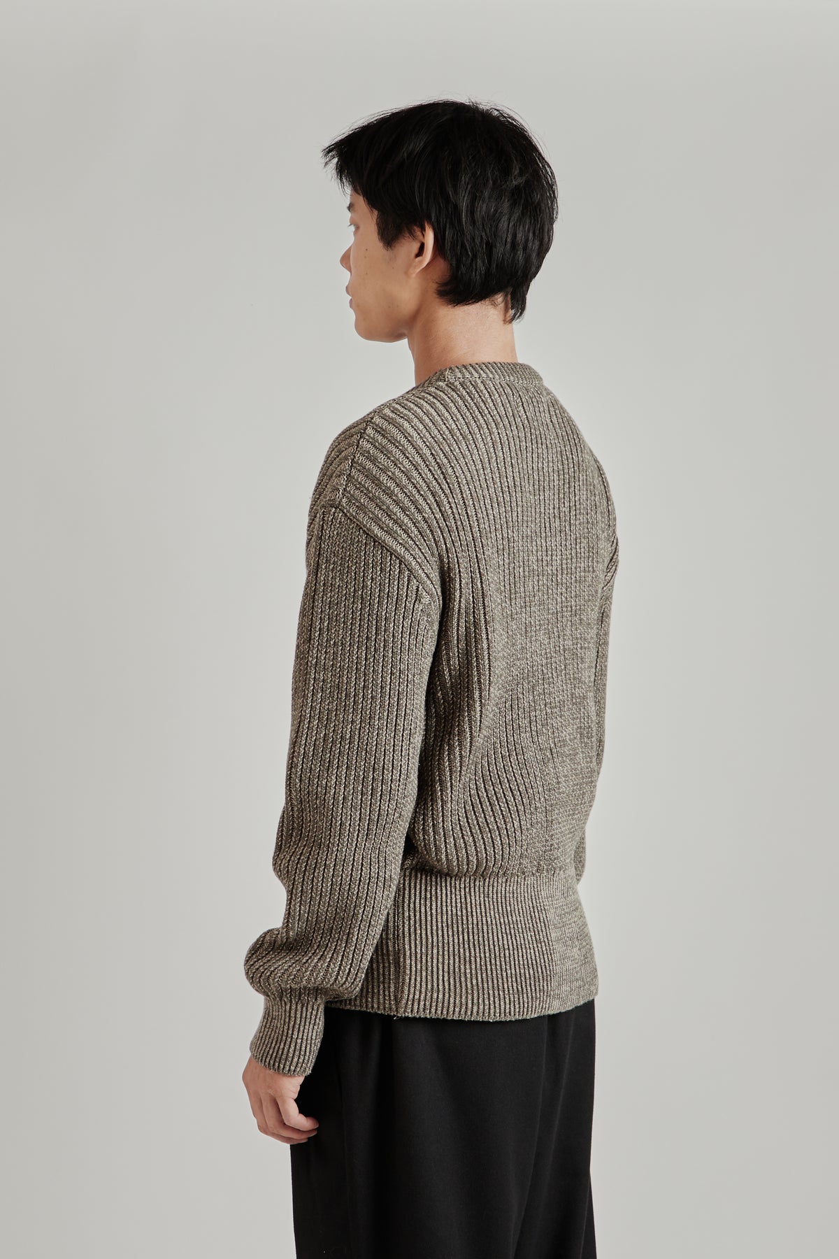 Merely Snug Cotton Melange Blouson Sweater - Melange Charcoal