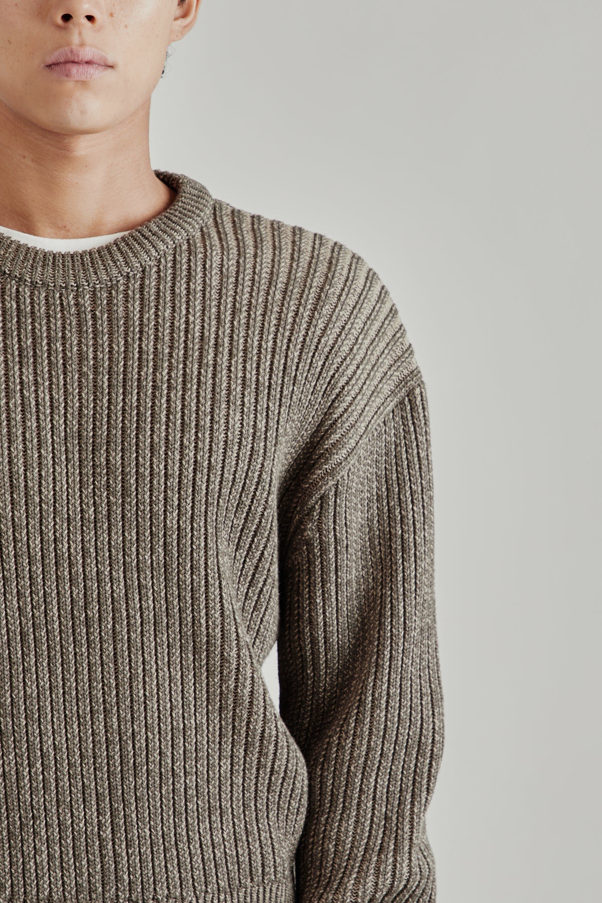 Merely Snug Cotton Melange Blouson Sweater - Melange Charcoal