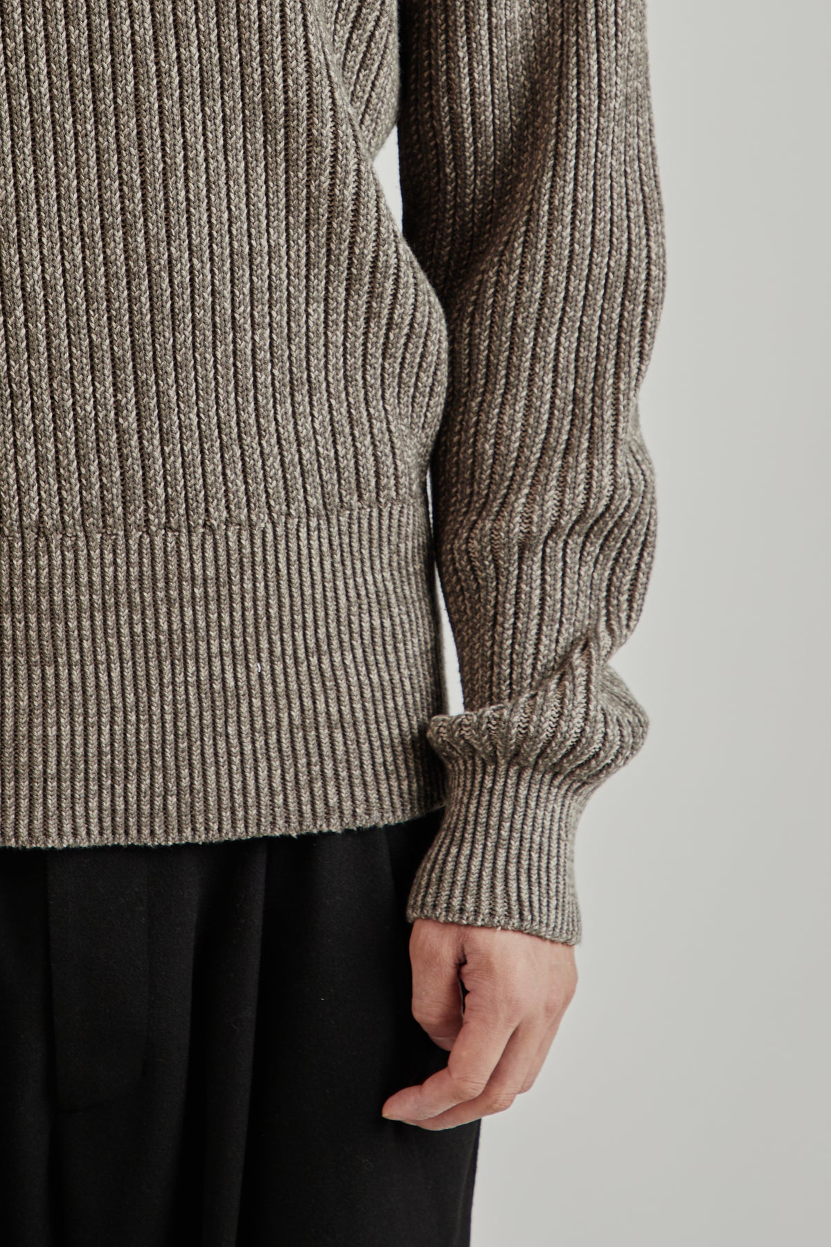 Merely Snug Cotton Melange Blouson Sweater - Melange Charcoal