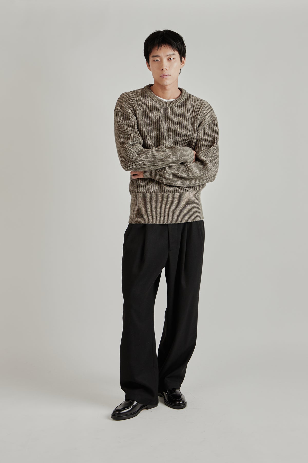 Merely Snug Cotton Melange Blouson Sweater - Melange Charcoal