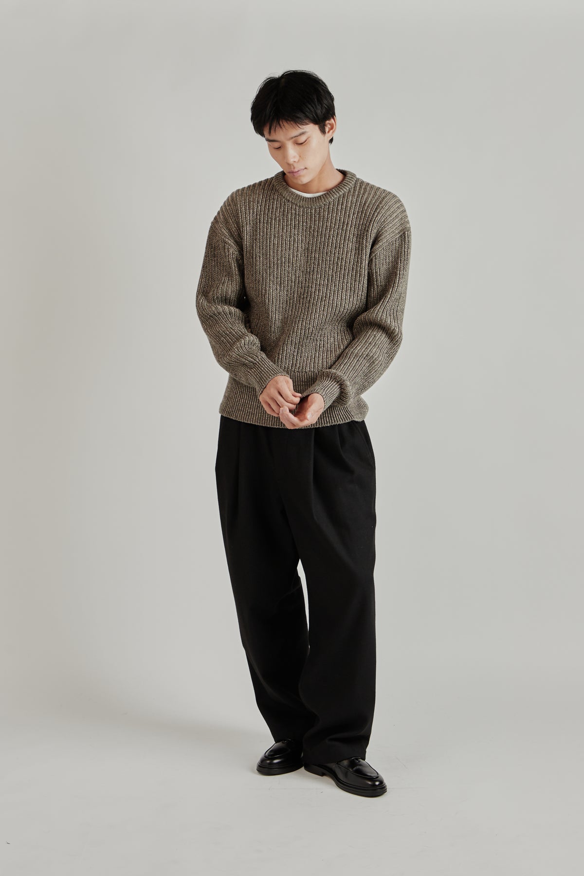 Merely Snug Cotton Melange Blouson Sweater - Melange Charcoal