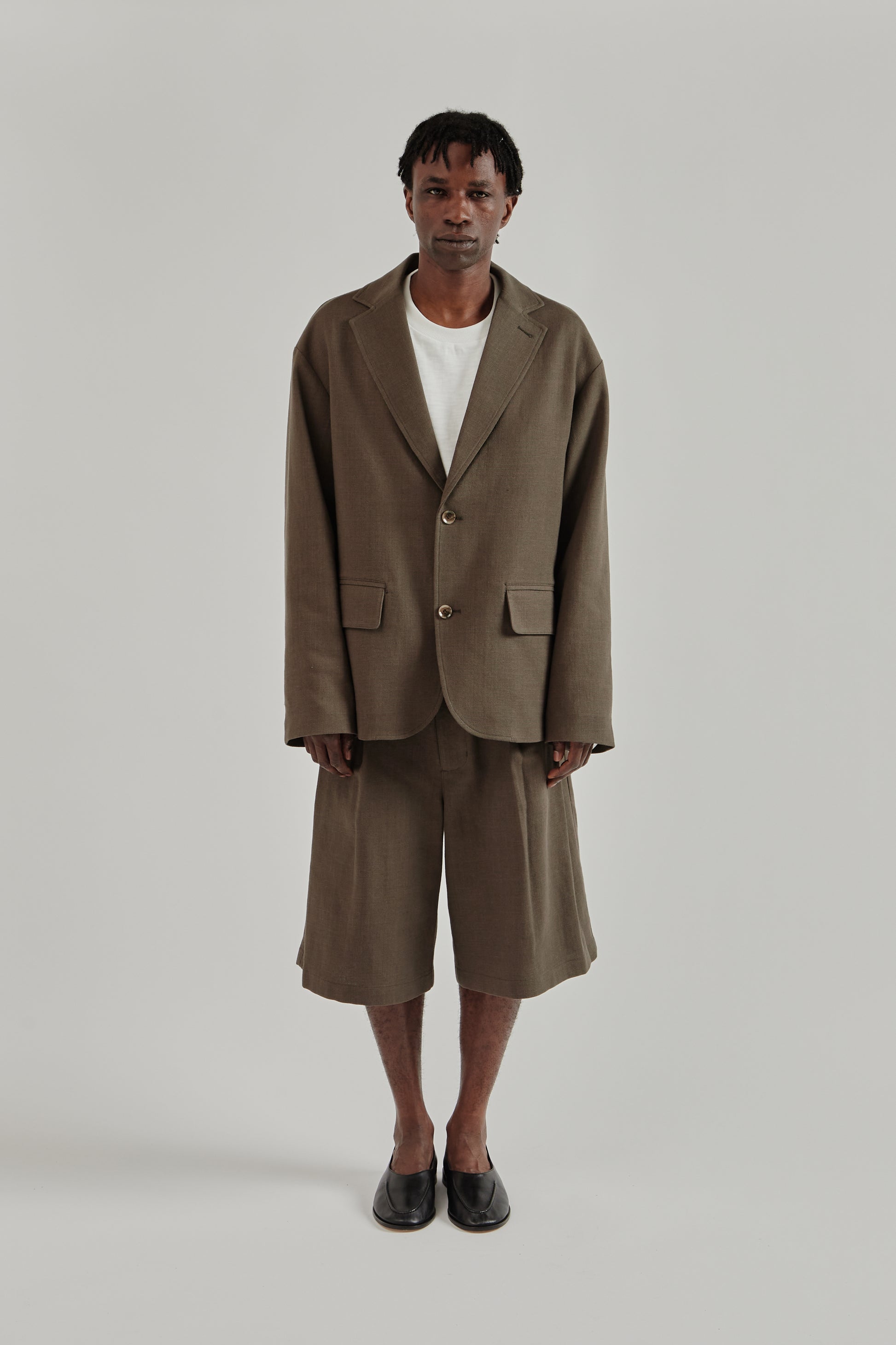 Merely Made SS26 Nomadic Over Sized Jacket Ebony Oak0347