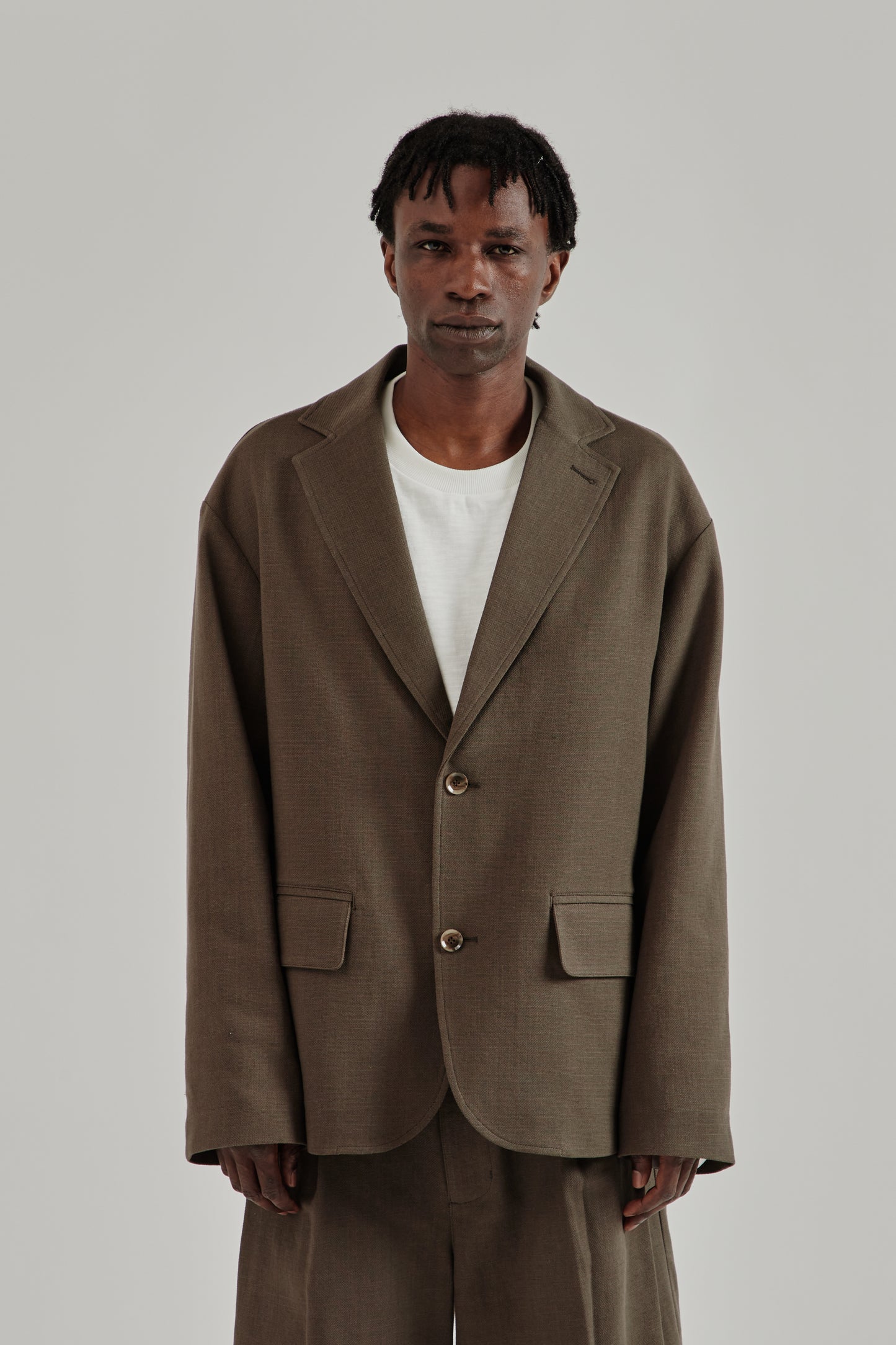 Merely Made SS26 Nomadic Over Sized Jacket Ebony Oak0348
