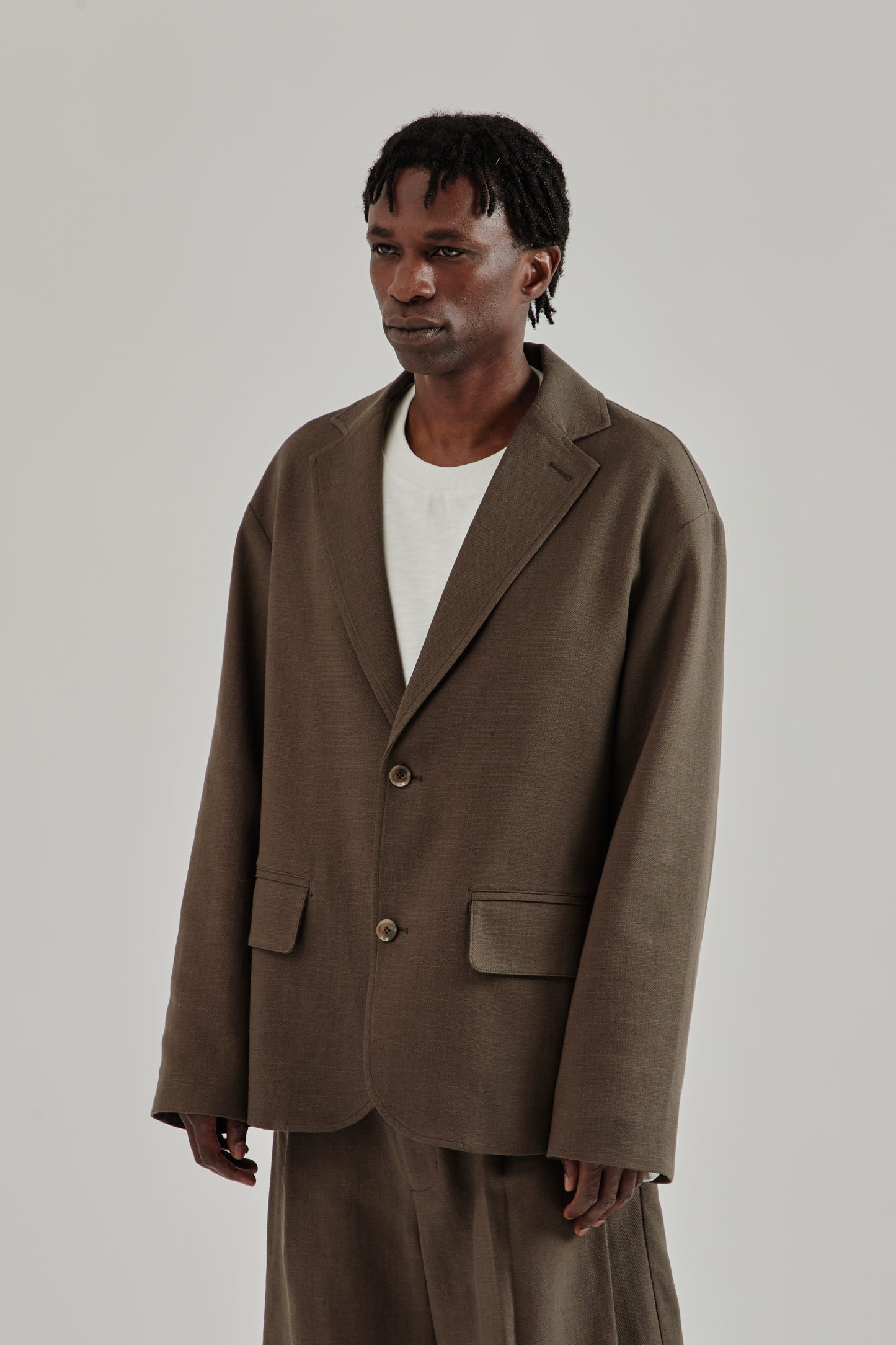 Merely Made SS26 Nomadic Over Sized Jacket Ebony Oak0349