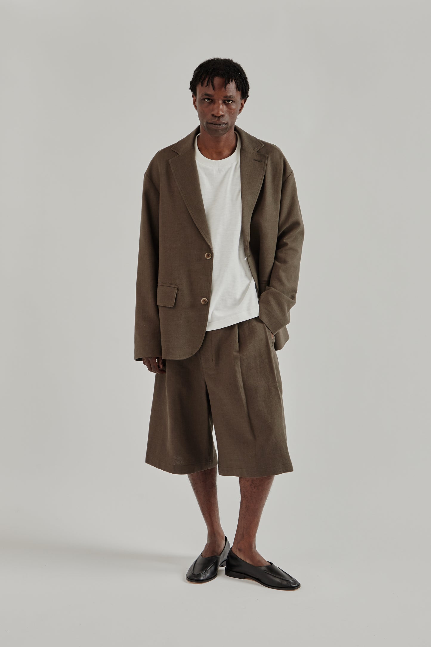 Merely Made SS26 Nomadic Over Sized Jacket Ebony Oak0362