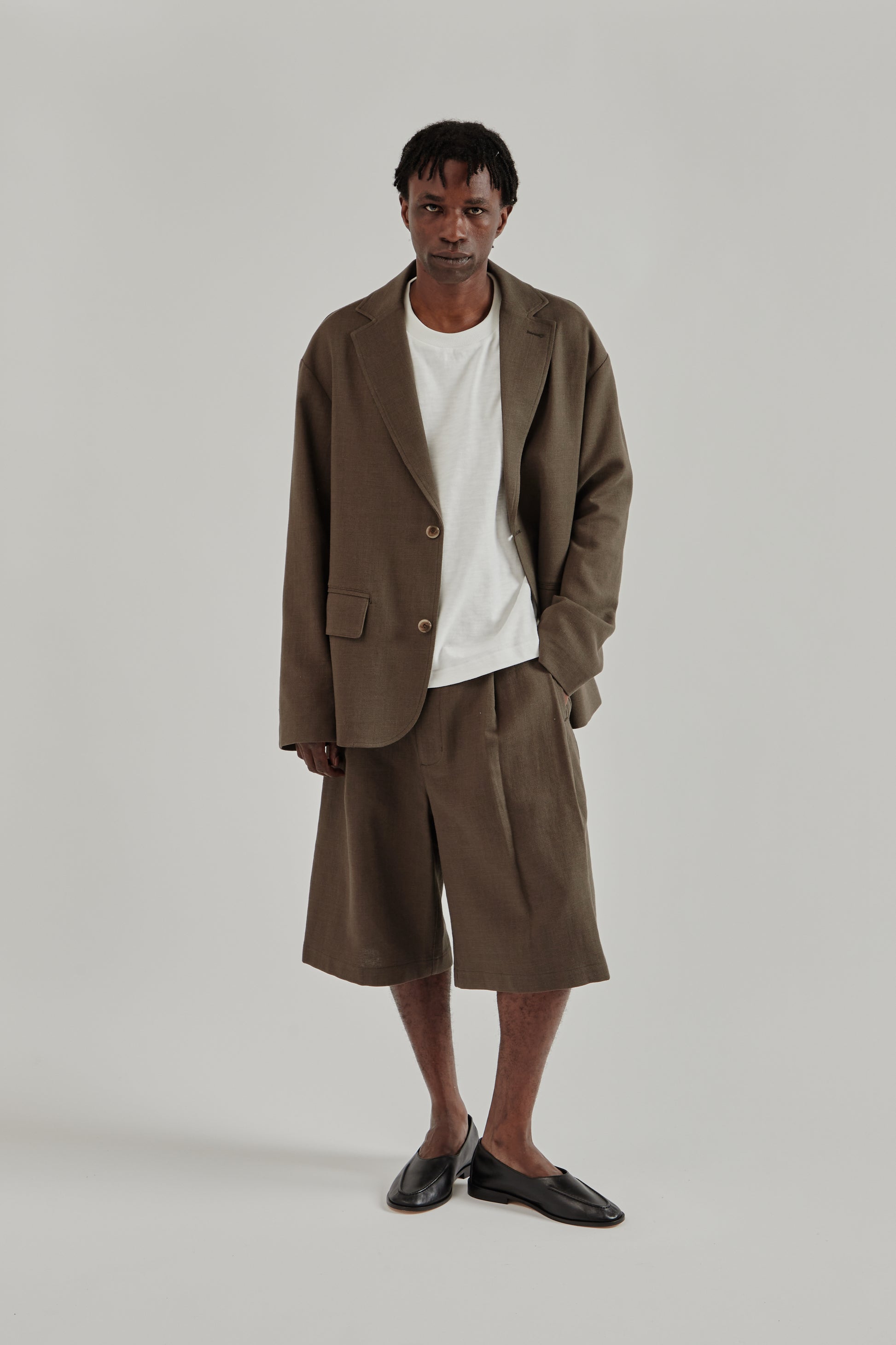 Merely Made SS26 Nomadic Over Sized Jacket Ebony Oak0362