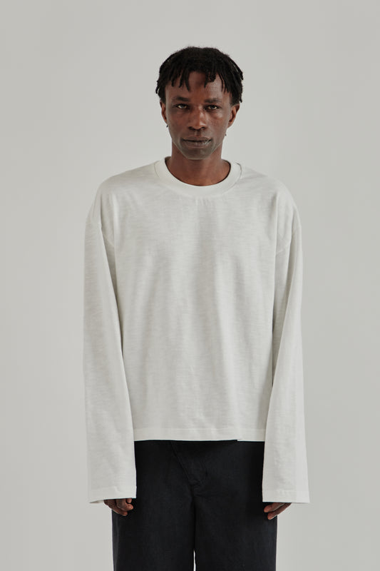 Merely Made SS26 Slub Jersey Cropped T-Shirts Pearl White2