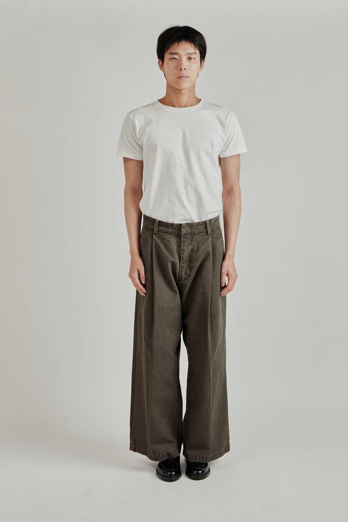 Merely Washed Canvas Flared Pants - Vintage Umber