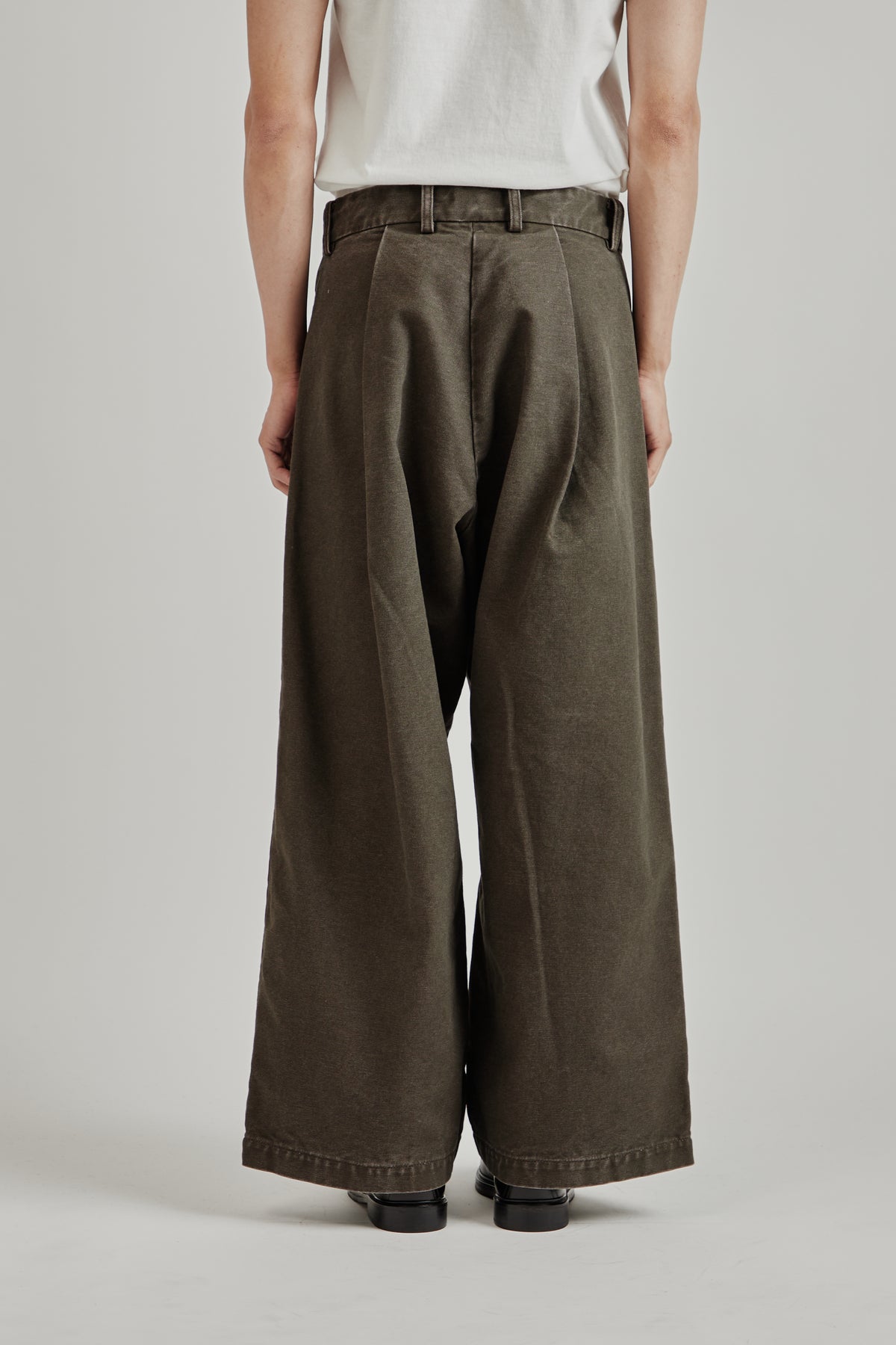 Merely Washed Canvas Flared Pants - Vintage Umber