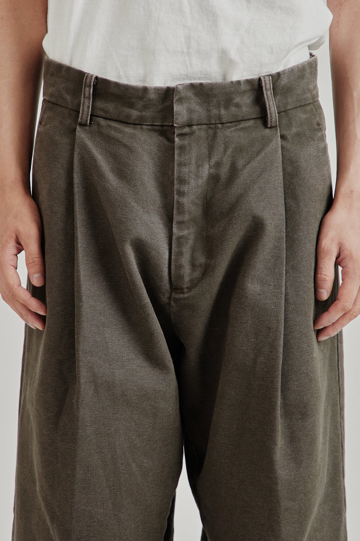 Merely Washed Canvas Flared Pants - Vintage Umber