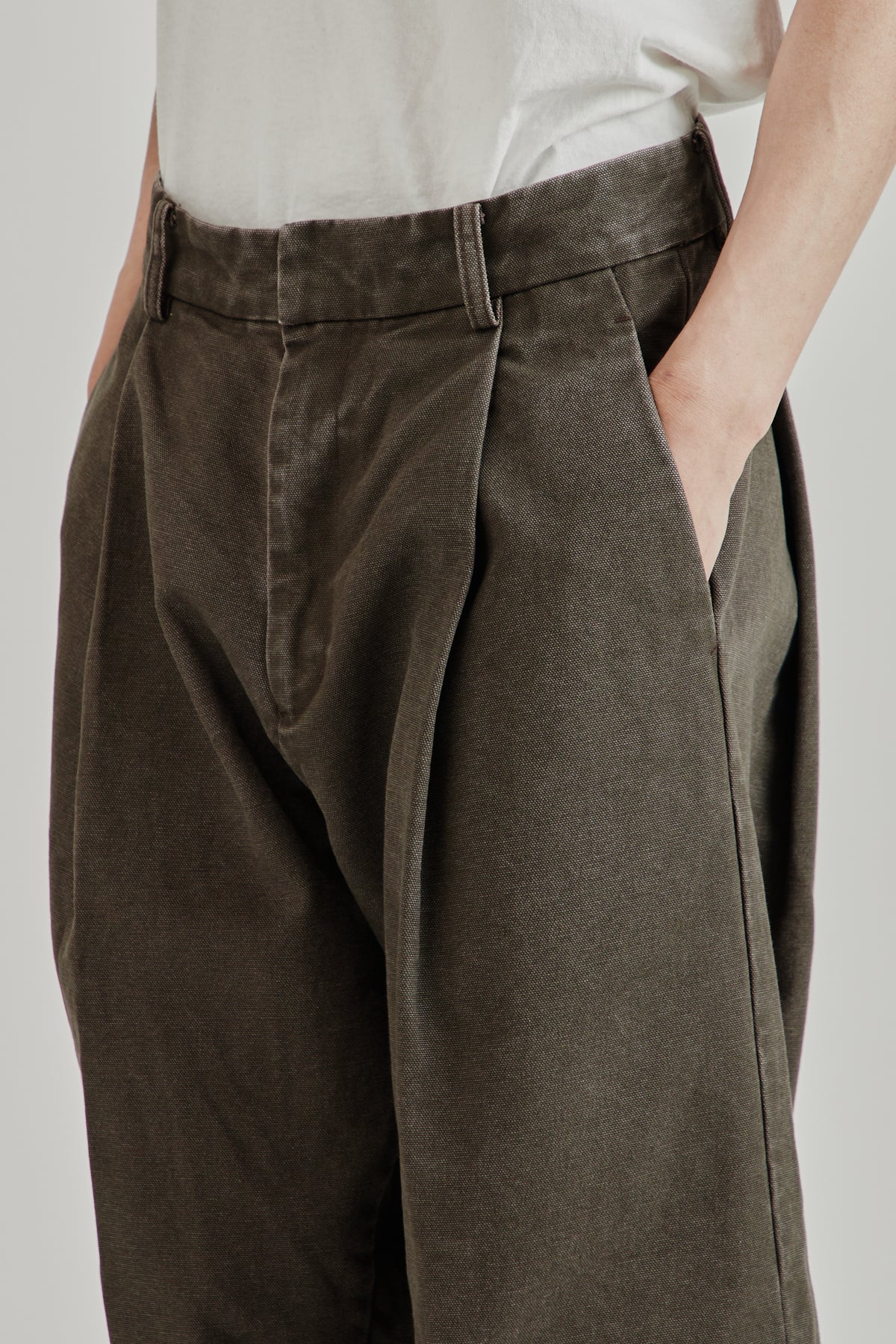 Merely Washed Canvas Flared Pants - Vintage Umber