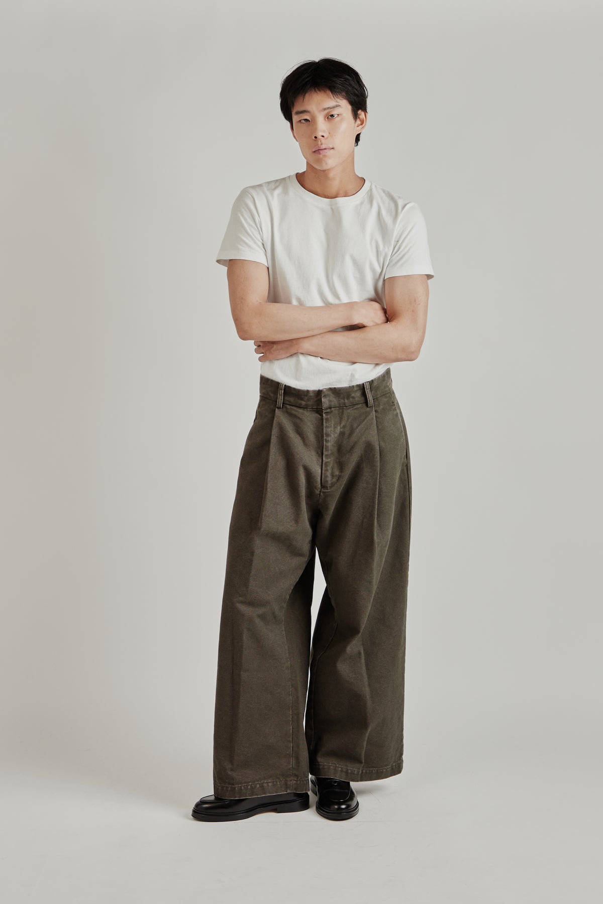 Merely Washed Canvas Flared Pants - Vintage Umber