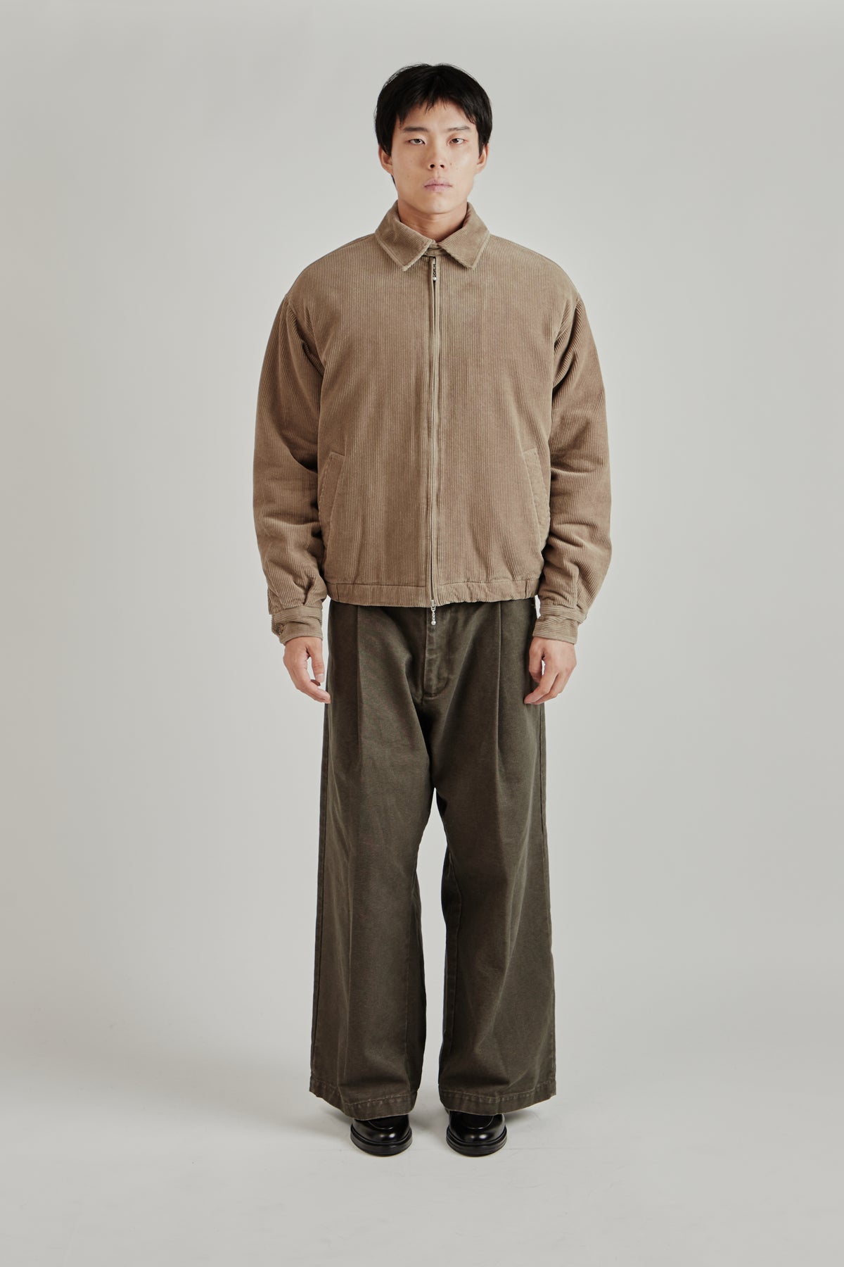 Merely Washed Corduroy Zip-Up Jacket - Ash Grey