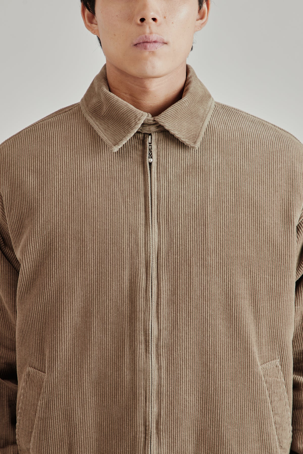 Merely Washed Corduroy Zip-Up Jacket - Ash Grey
