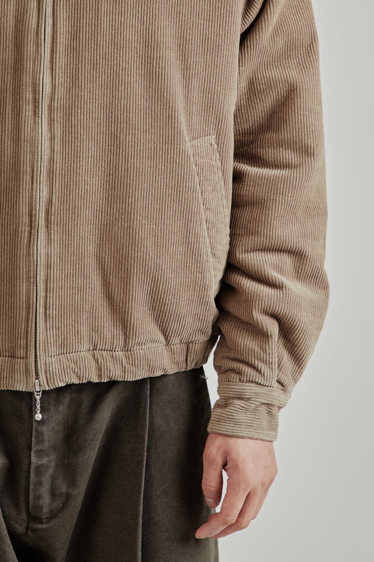 Merely Washed Corduroy Zip-Up Jacket - Ash Grey