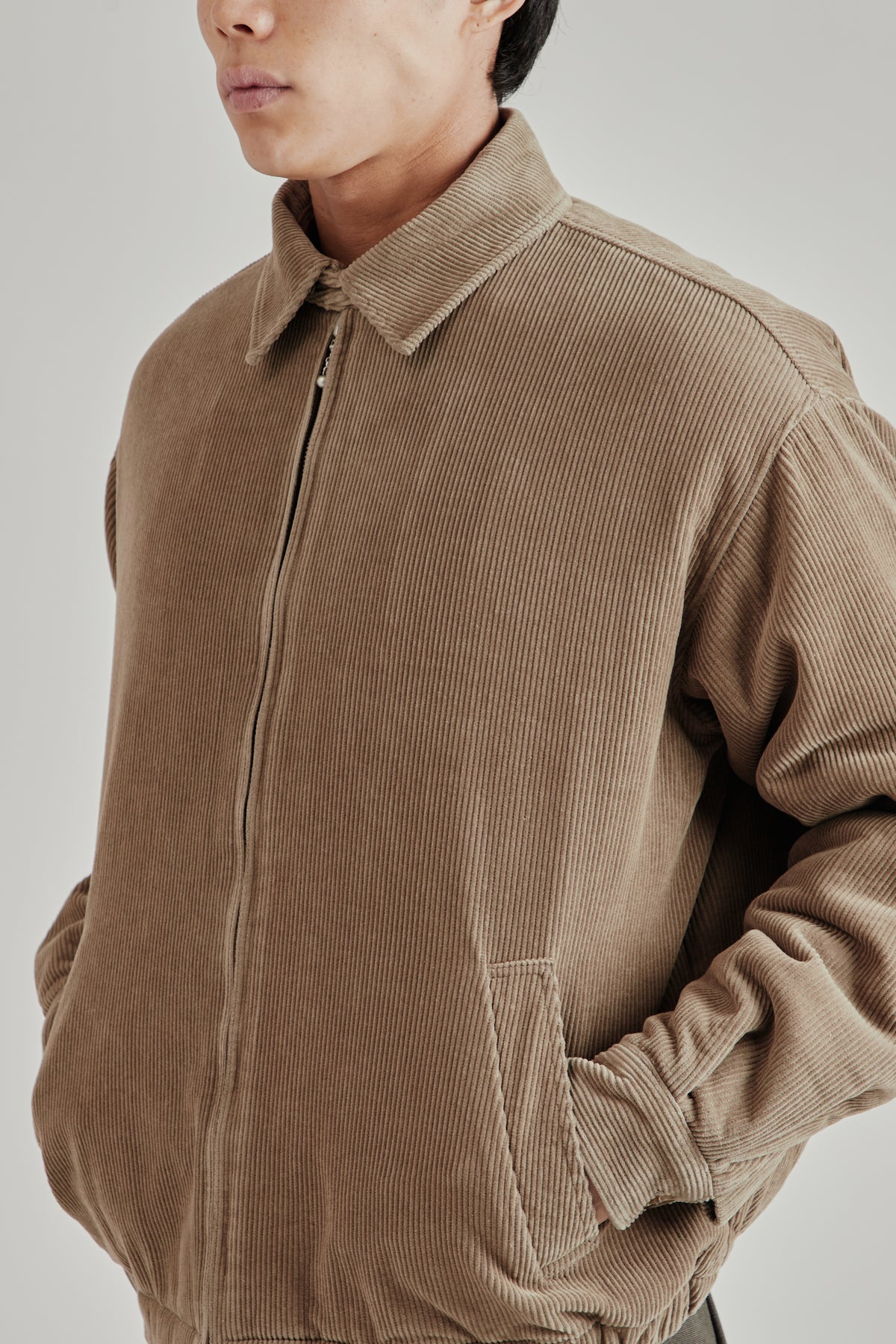 Merely Washed Corduroy Zip-Up Jacket - Ash Grey