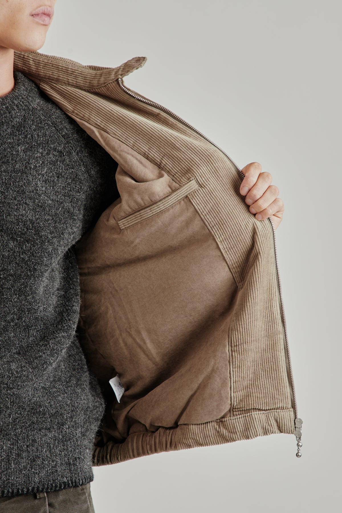 Merely Washed Corduroy Zip-Up Jacket - Ash Grey