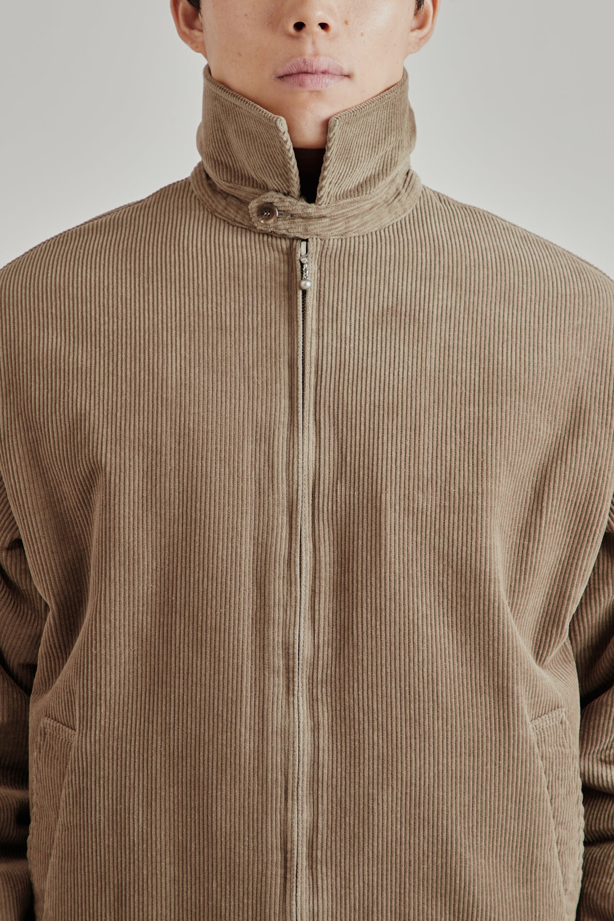 Merely Washed Corduroy Zip-Up Jacket - Ash Grey