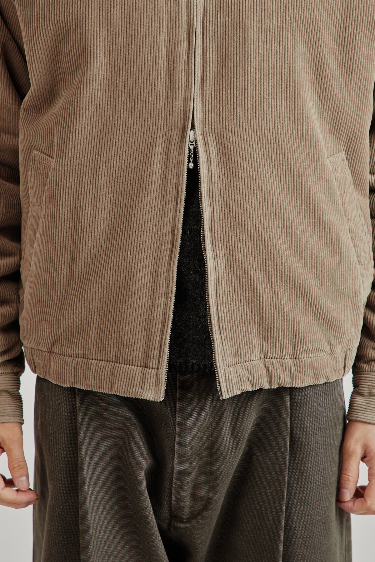 Merely Washed Corduroy Zip-Up Jacket - Ash Grey