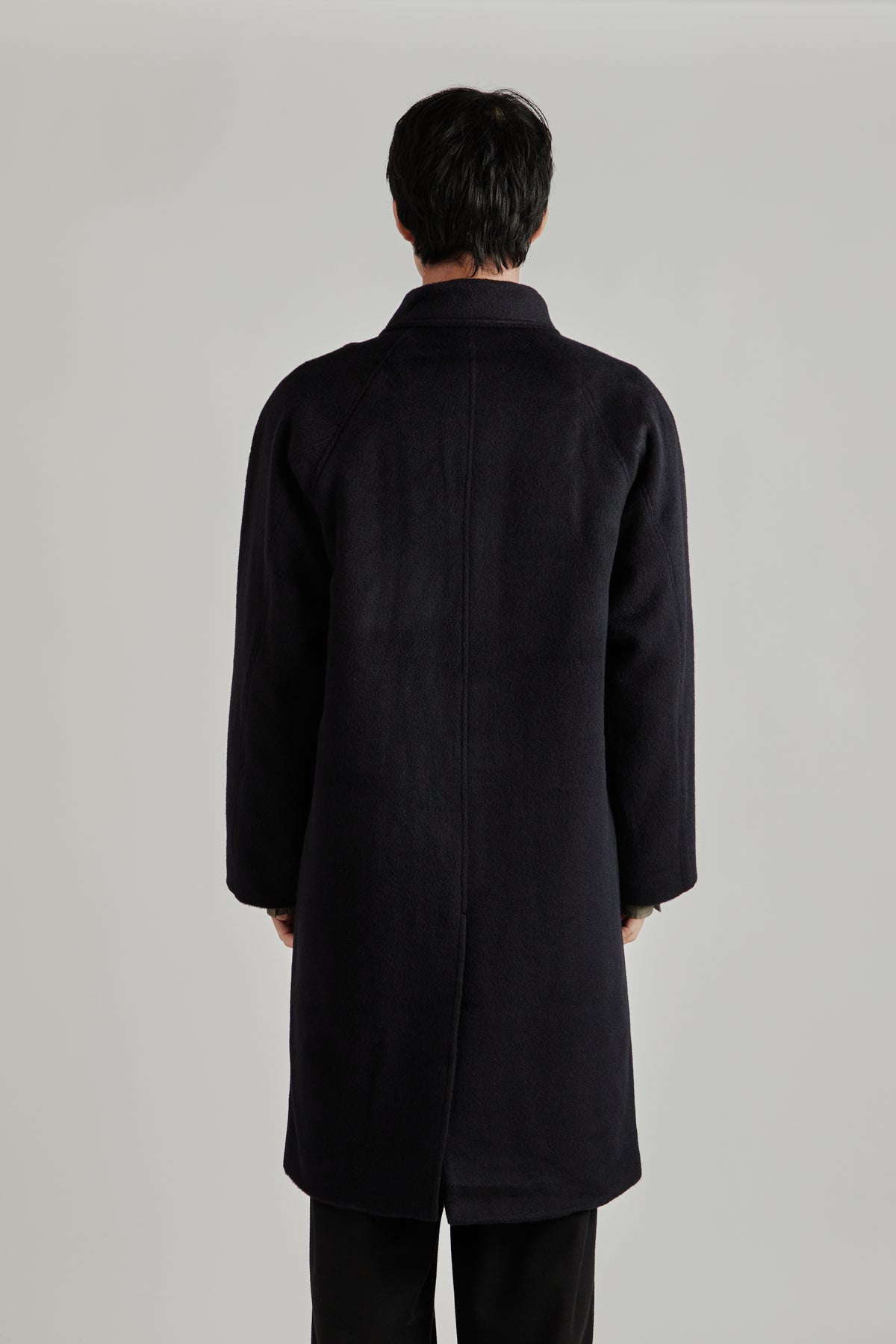 Merely Wool Flannel Raglan Coat - Liberty Navy