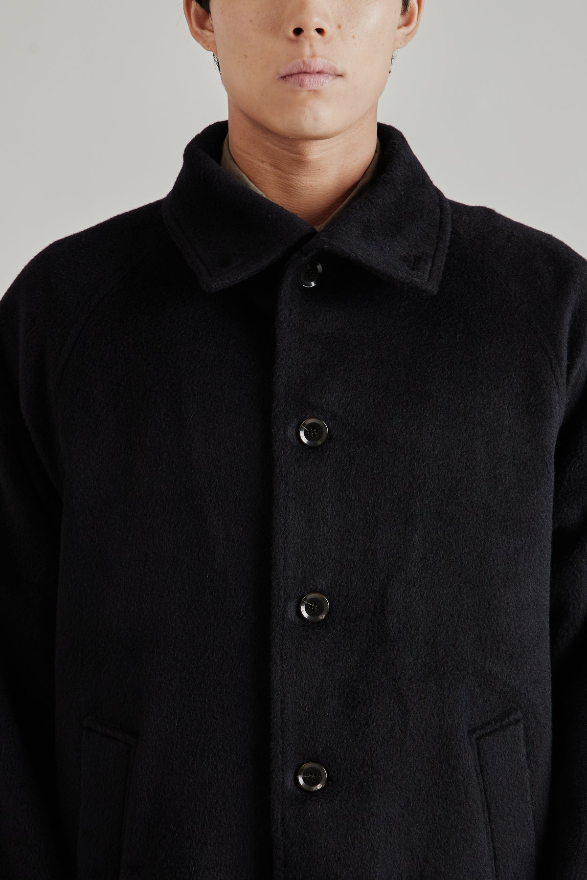 Merely Wool Flannel Raglan Coat - Liberty Navy