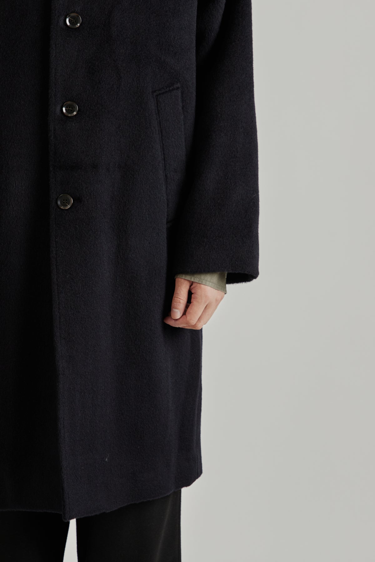 Merely Wool Flannel Raglan Coat - Liberty Navy
