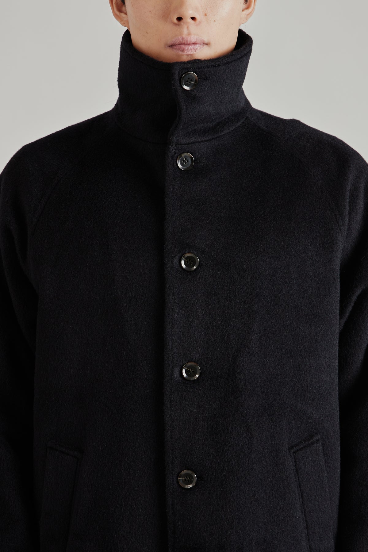 Merely Wool Flannel Raglan Coat - Liberty Navy
