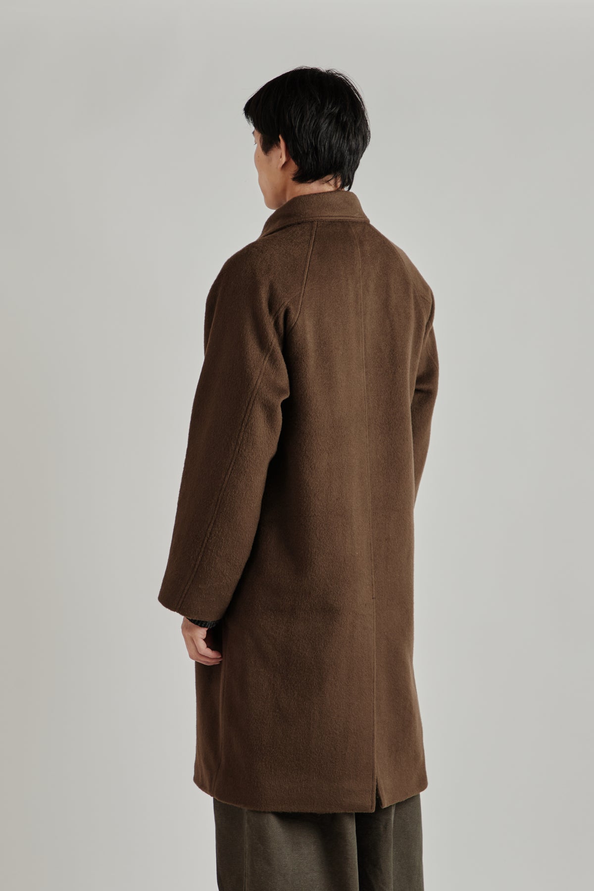 Merely Wool Flannel Raglan Coat - Smoked Olive