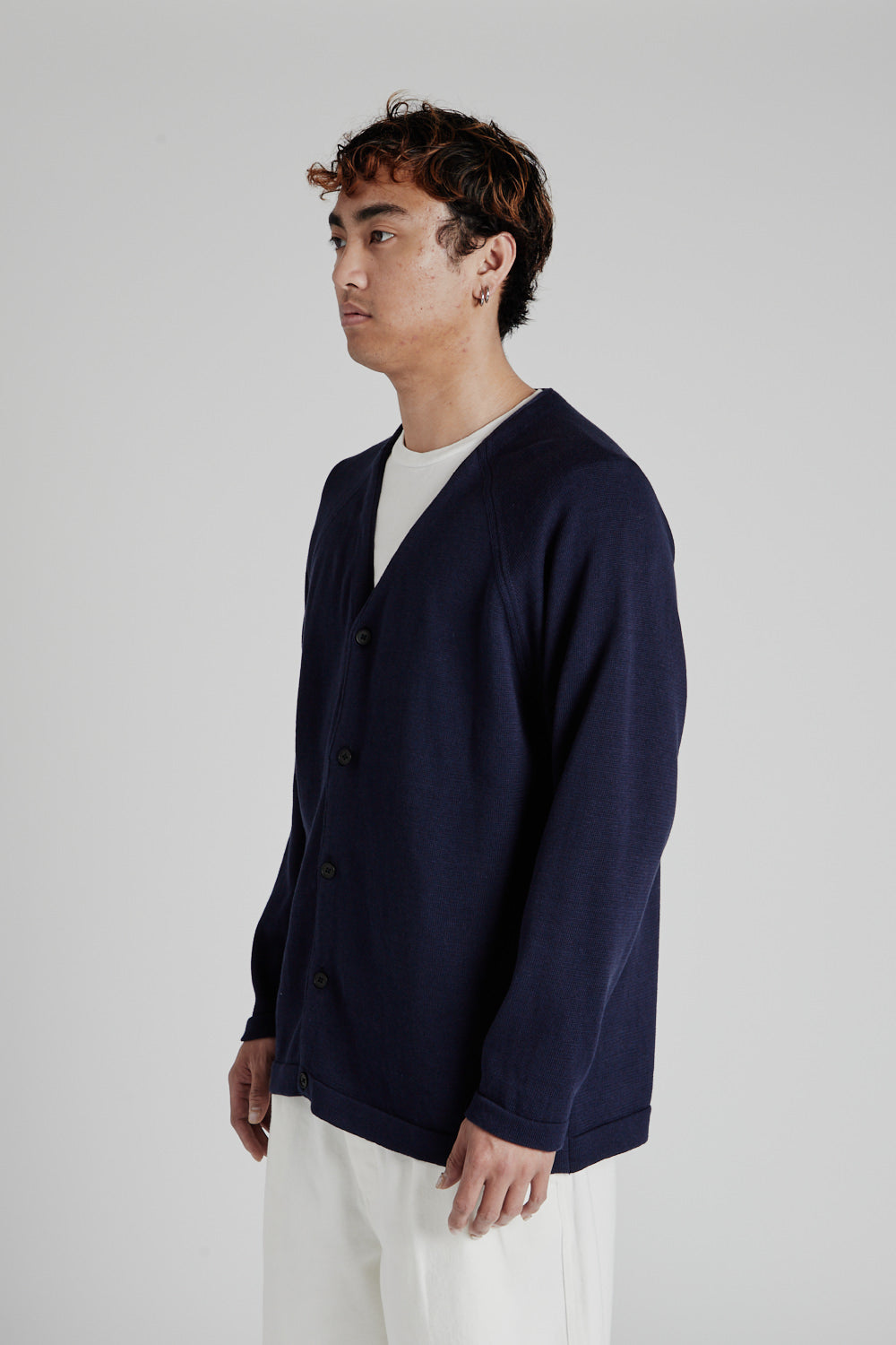 Cotton Cashmere Cardigan - Navy