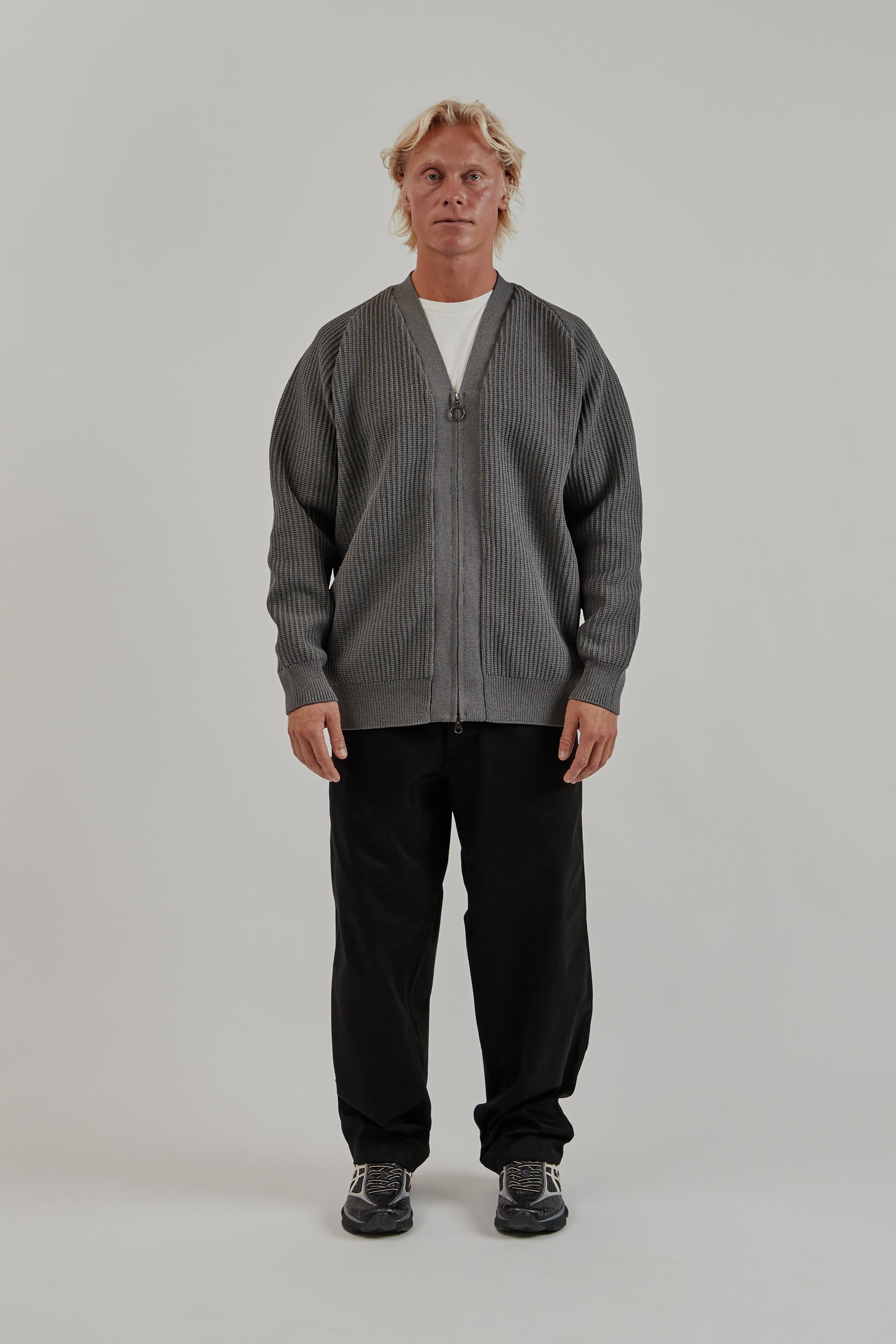 Nanamica FW25 5G Zip Cardigan Heather Gray 1