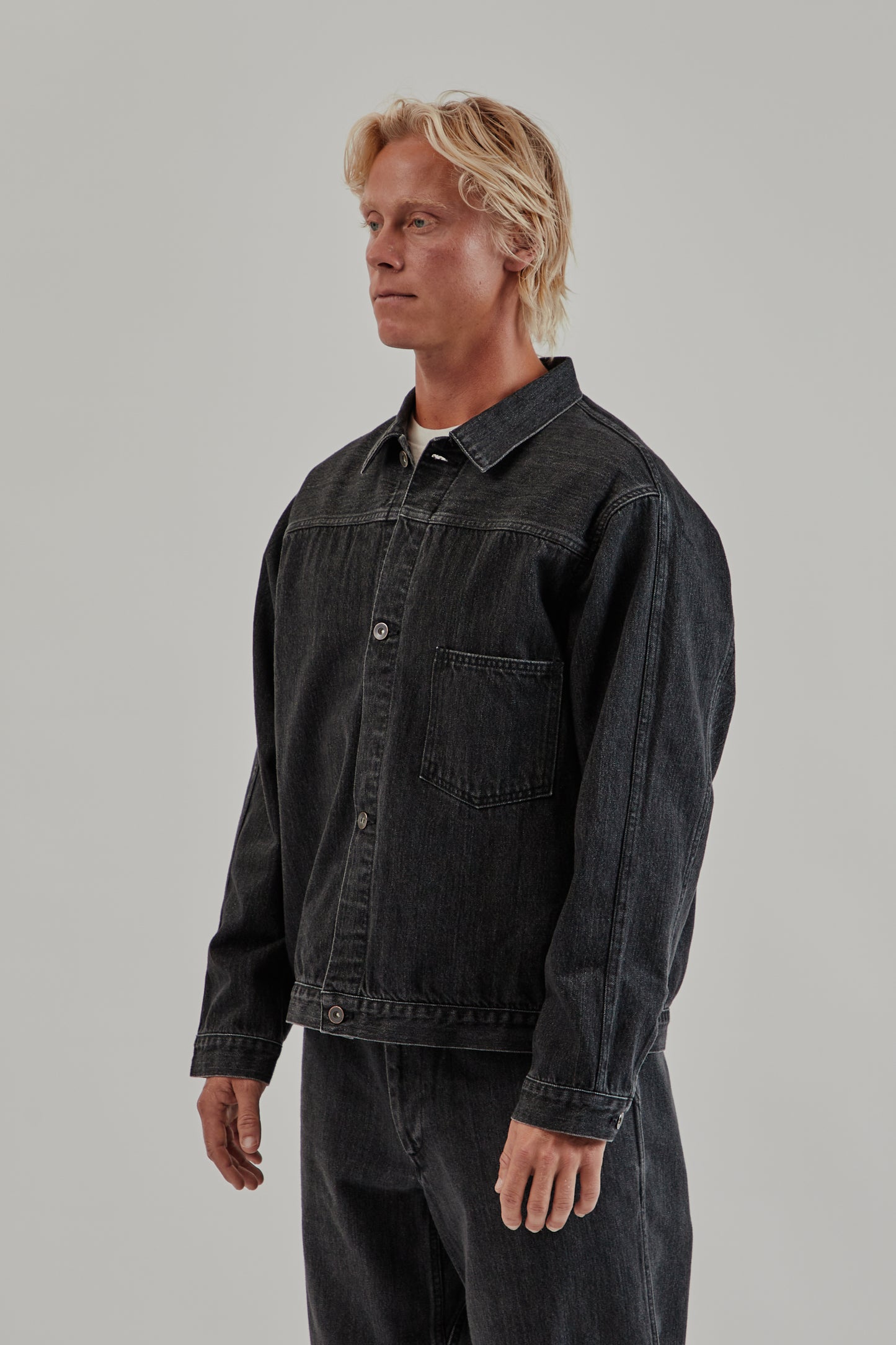 Nanamica FW25 Short Denim Jacket Gray 3
