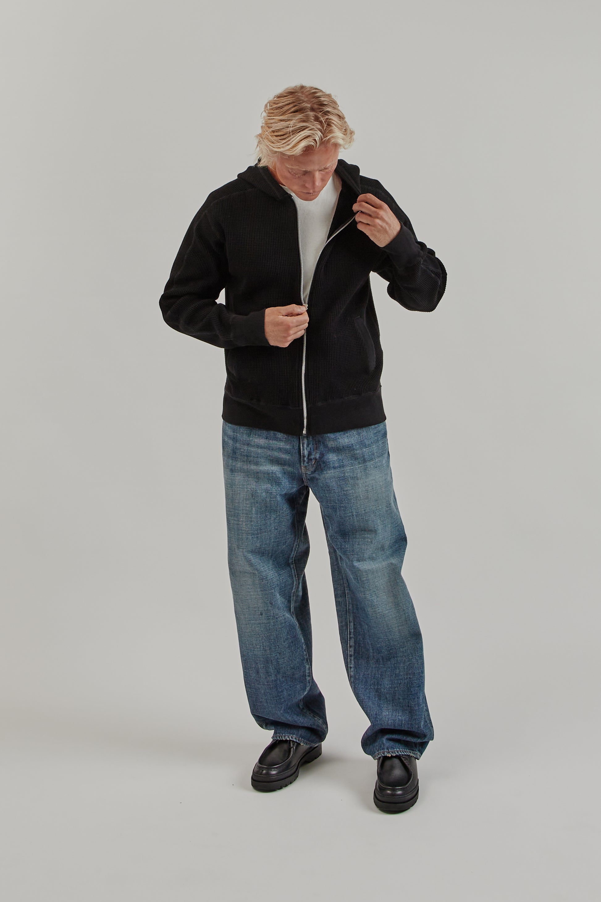 Nanamica FW25 Zip Up Thermal Hoodie Black 11