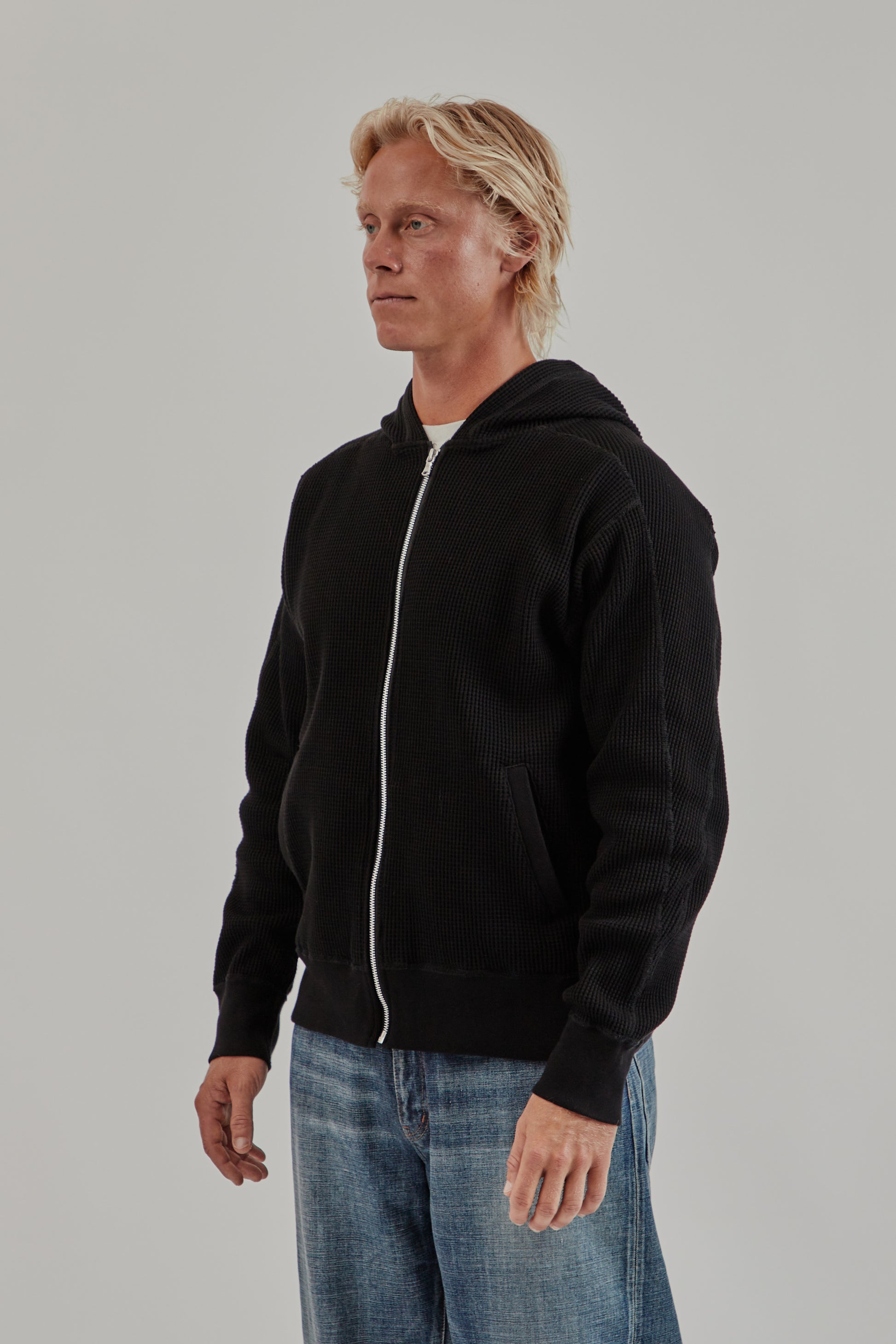 Nanamica FW25 Zip Up Thermal Hoodie Black 3