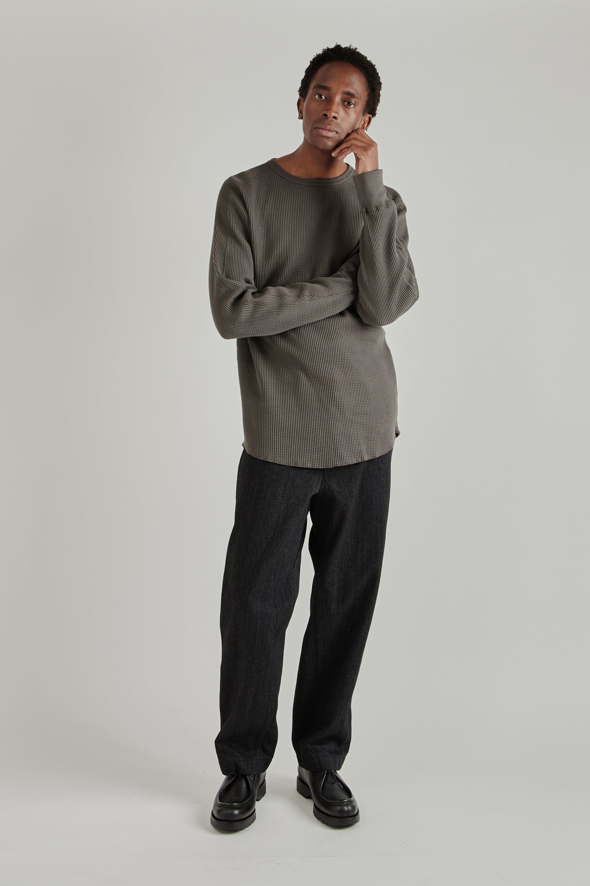 Crew Neck Thermal Sweat - Charcoal