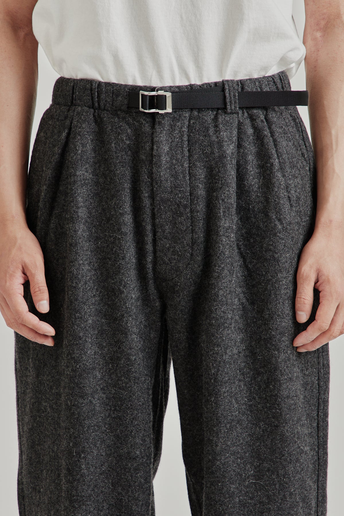 Wool Nylon Melton Pants - Charcoal