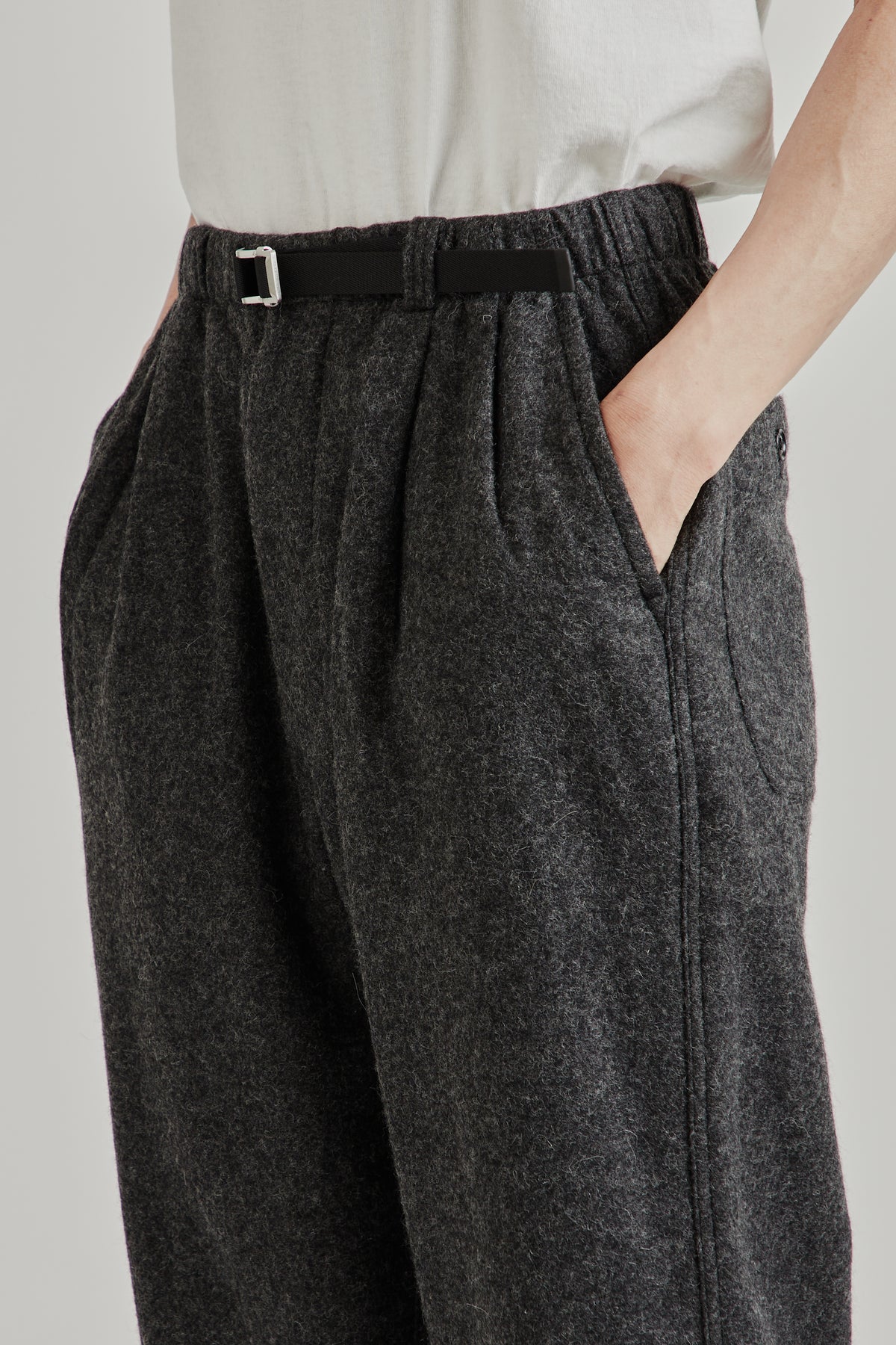 Wool Nylon Melton Pants - Charcoal
