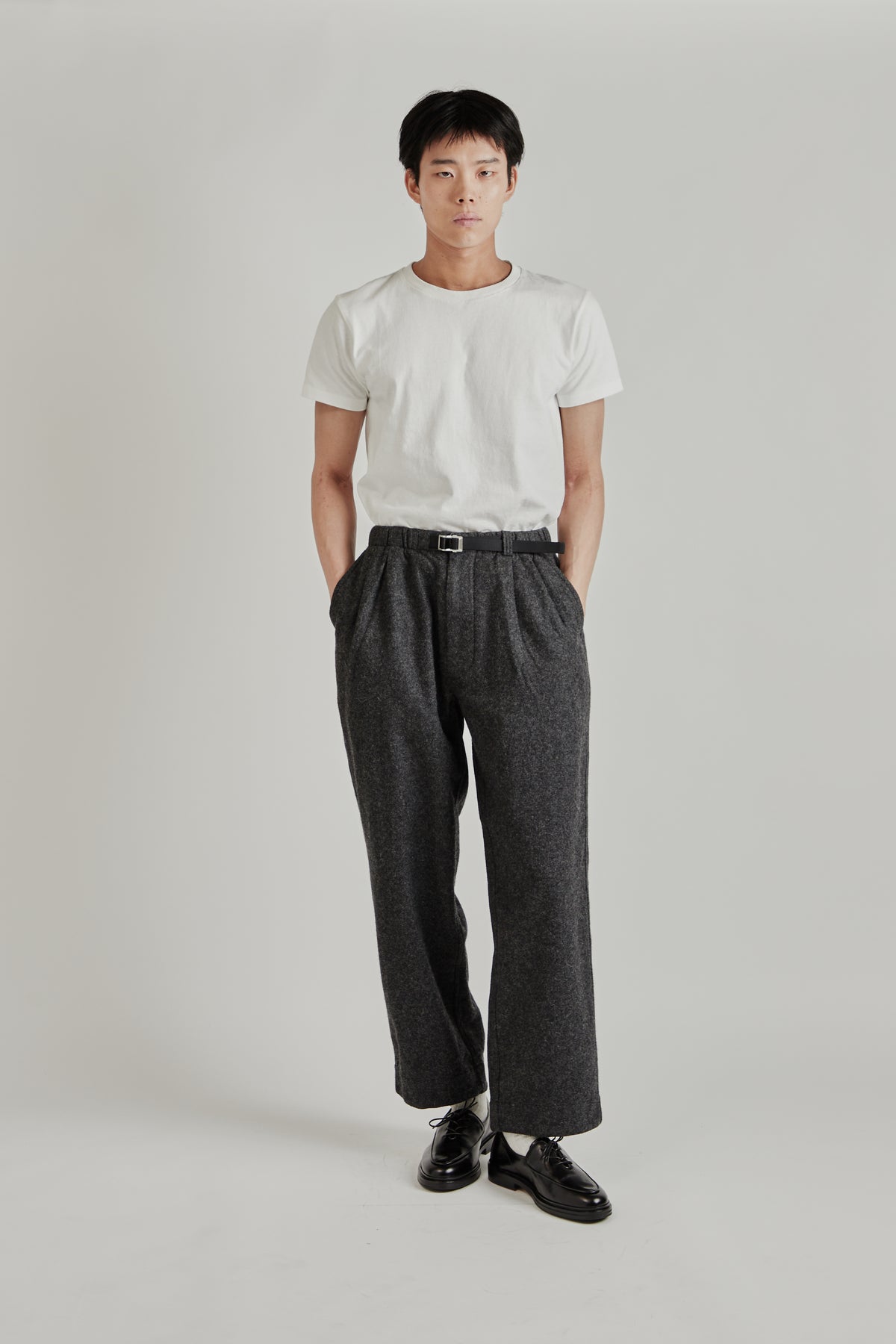 Wool Nylon Melton Pants - Charcoal