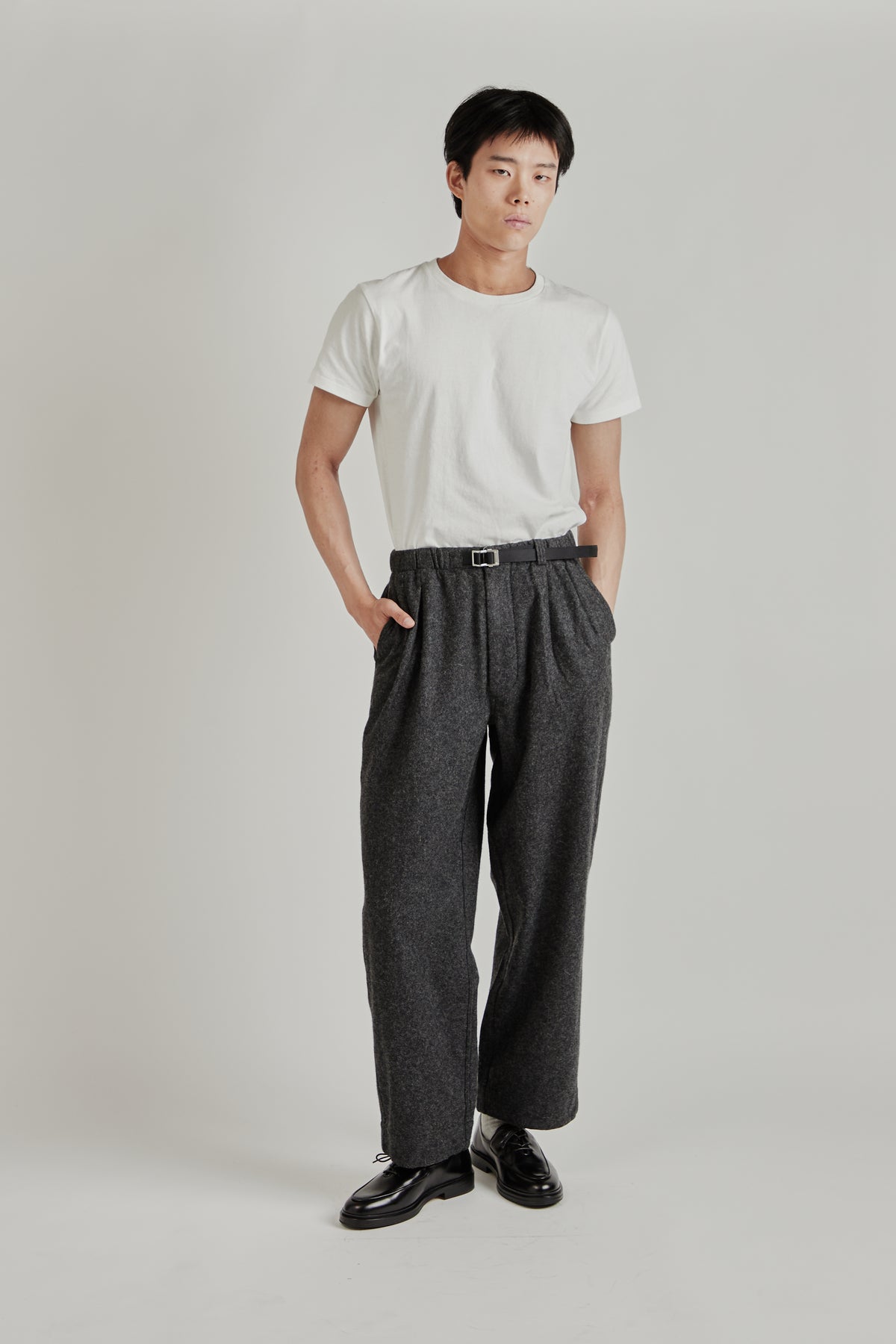 Wool Nylon Melton Pants - Charcoal