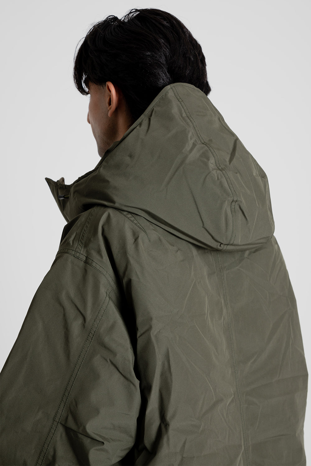 Nanamica Gore-Tex Long Down Coat in Khaki Green | Wallace