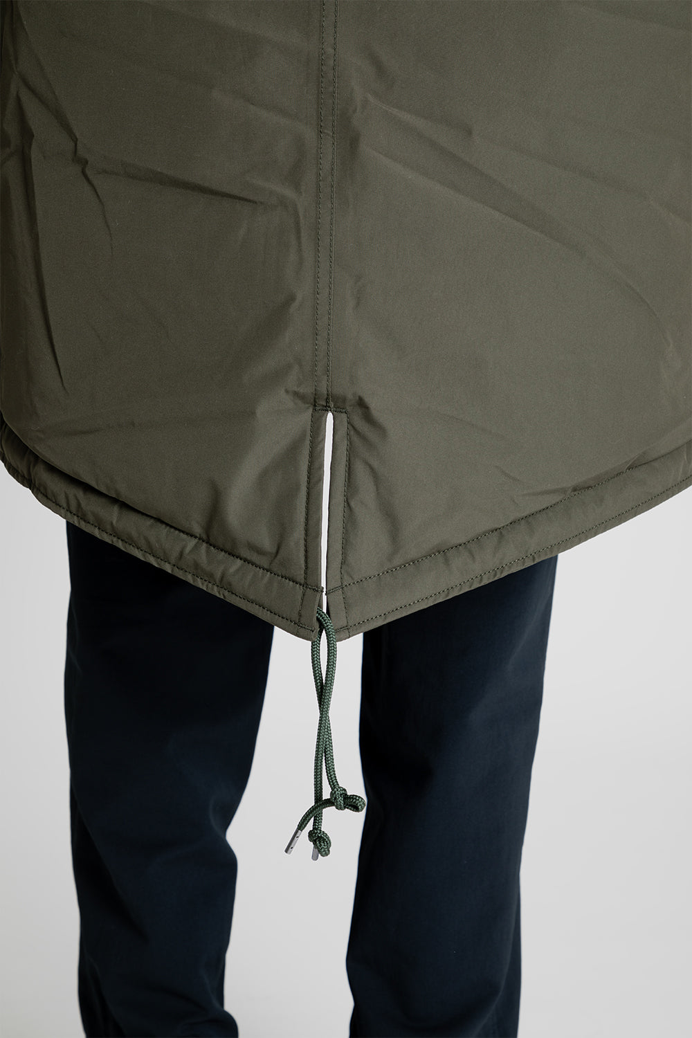 Nanamica Gore-Tex Long Down Coat in Khaki Green | Wallace