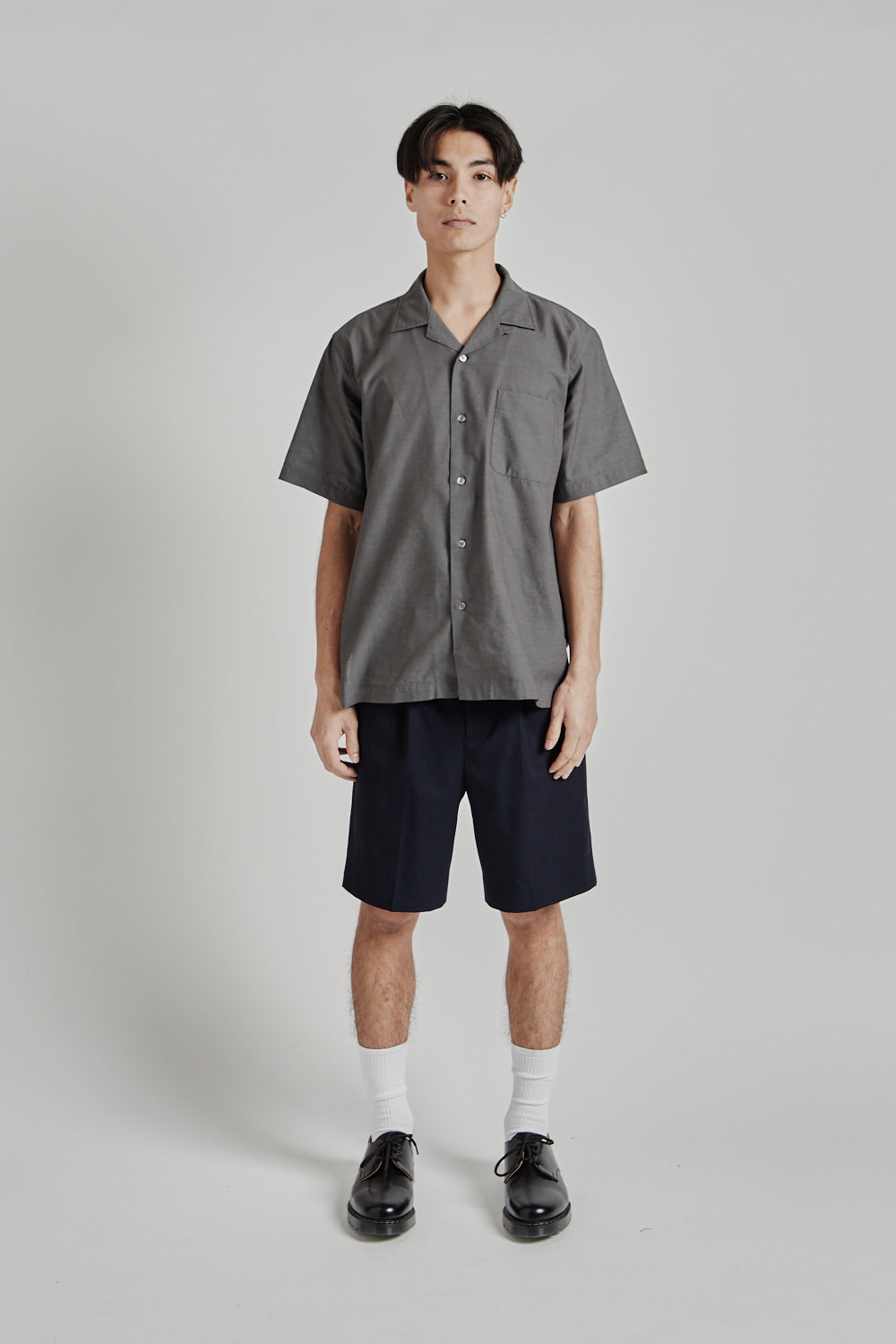 Nanamica Open Collar Panama Shirt SS Shirt Gray 1