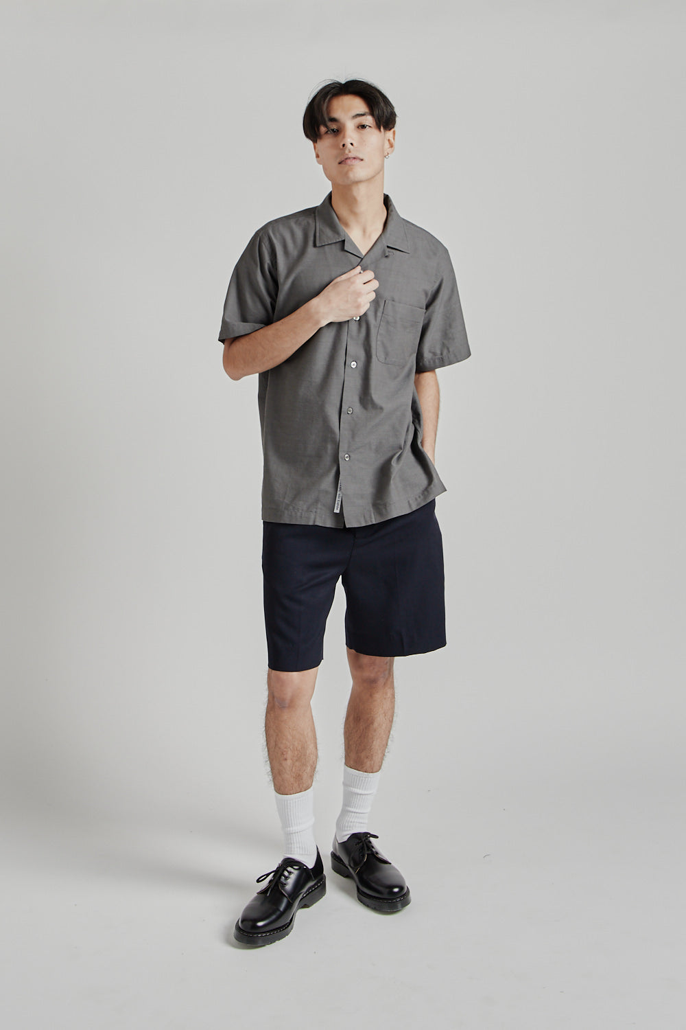 Nanamica Open Collar Panama Shirt SS Shirt Gray 12