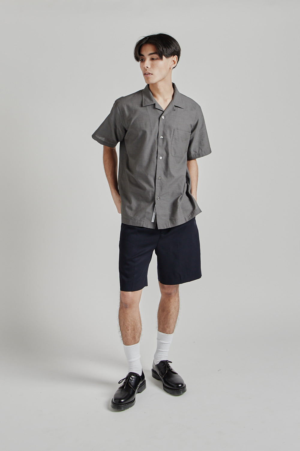 Nanamica Open Collar Panama Shirt SS Shirt Gray 13