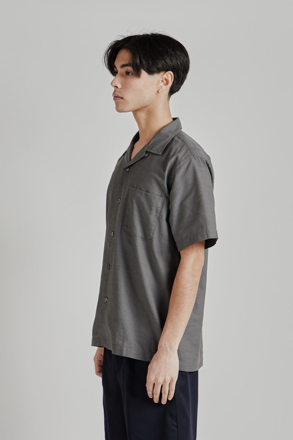 Nanamica Open Collar Panama Shirt SS Shirt Gray 3