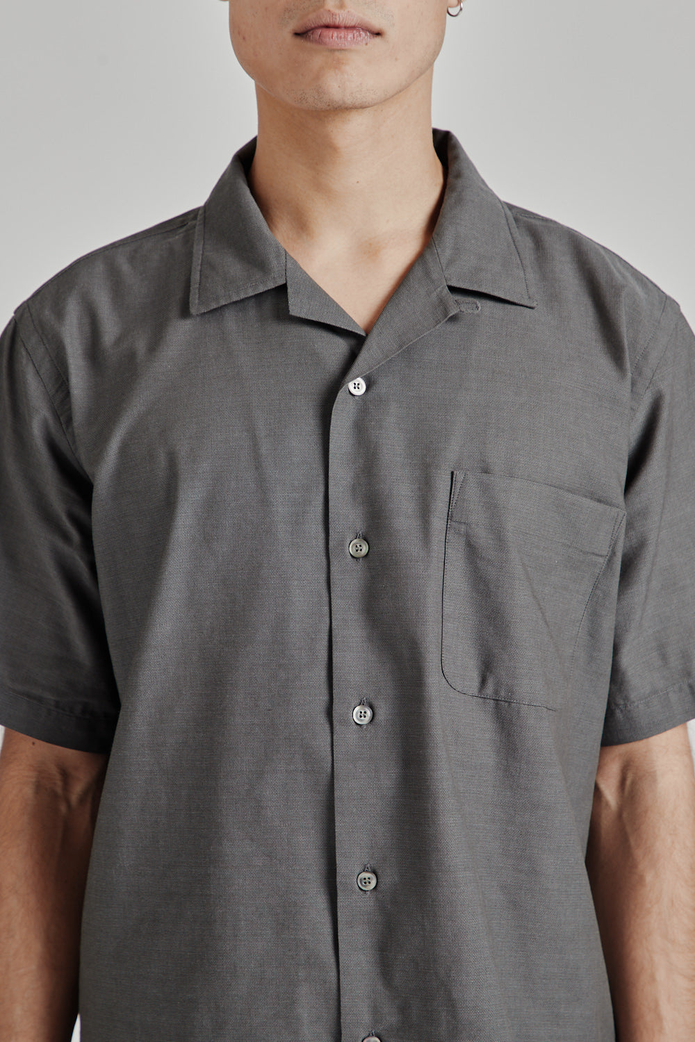 Nanamica Open Collar Panama Shirt SS Shirt Gray 6