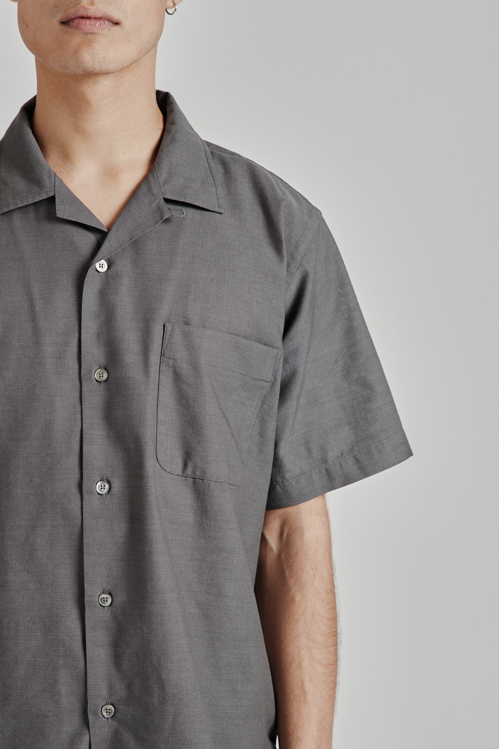 Nanamica Open Collar Panama Shirt SS Shirt Gray 7