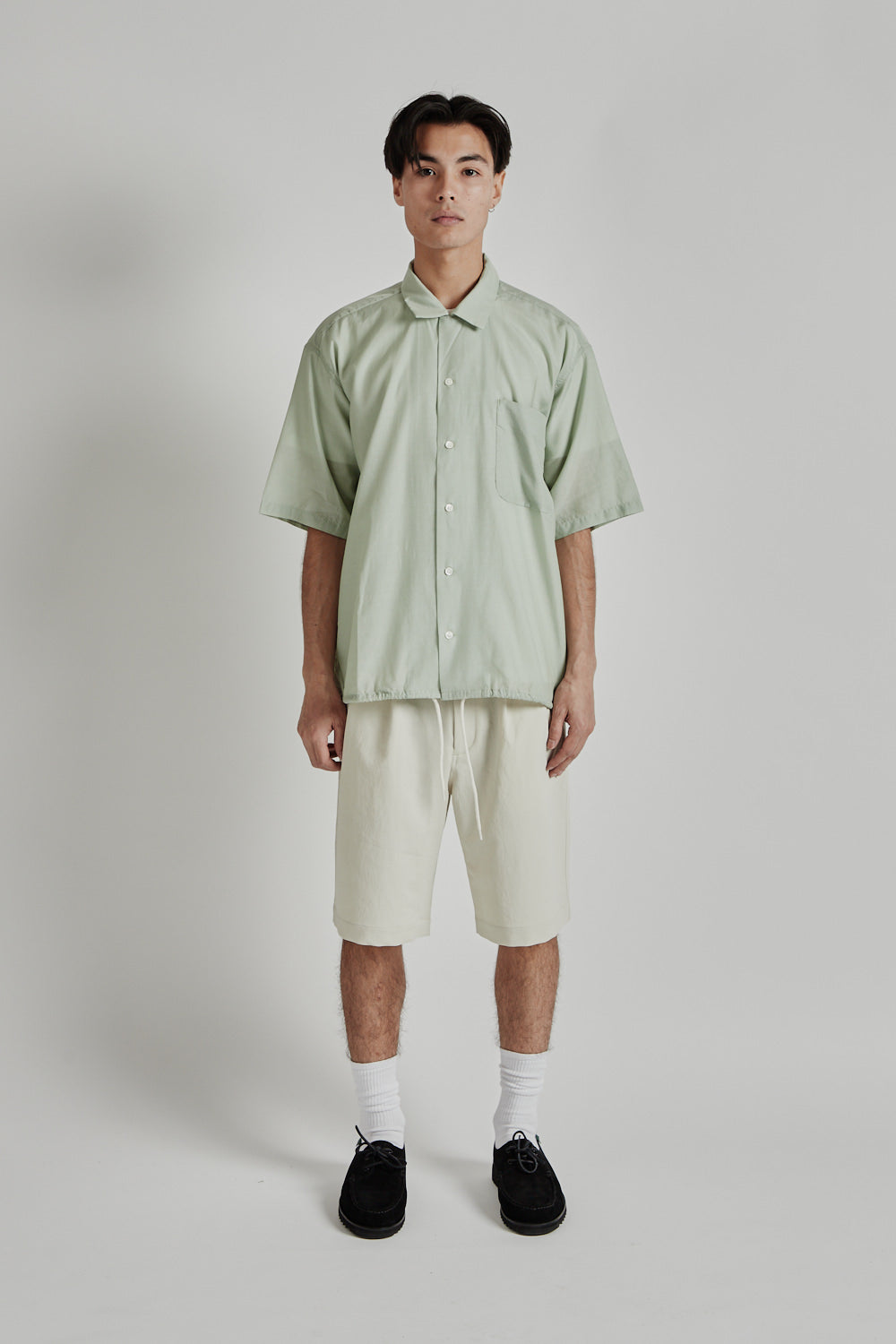 Nanamica Open Collar S/S Shirt - Coral Green | Wallace Mercantile Shop